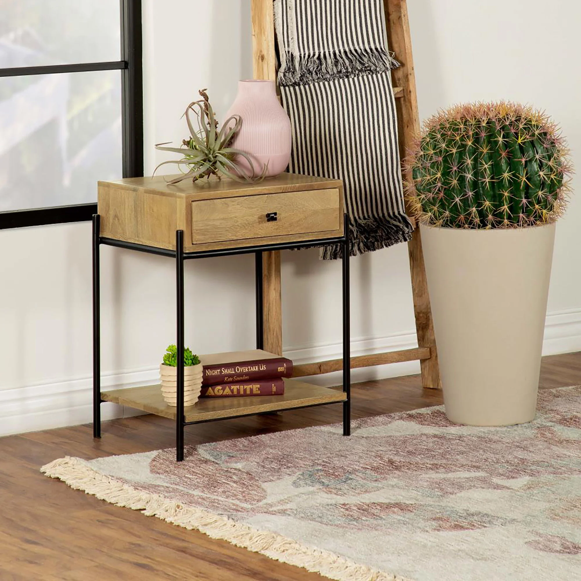 1 Drawer Accent Table With Bottom Shelf - Brown - Image 4
