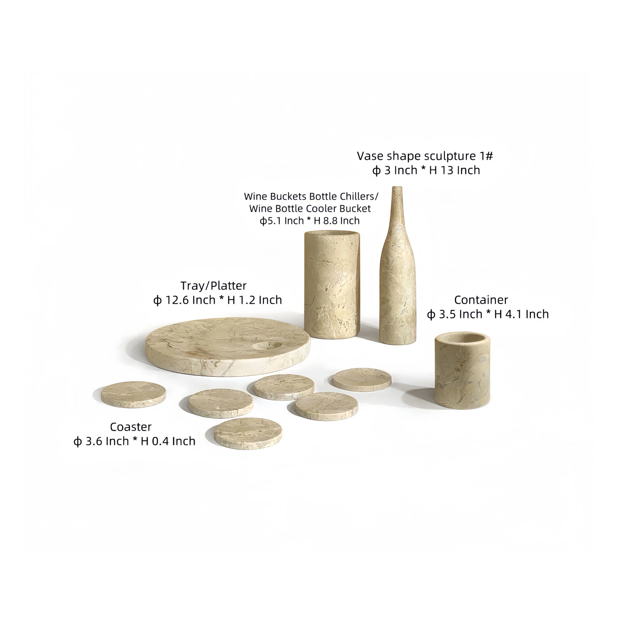 10 Pieces Luxury Natural Marble Dining Room Accessories Set - Image 8