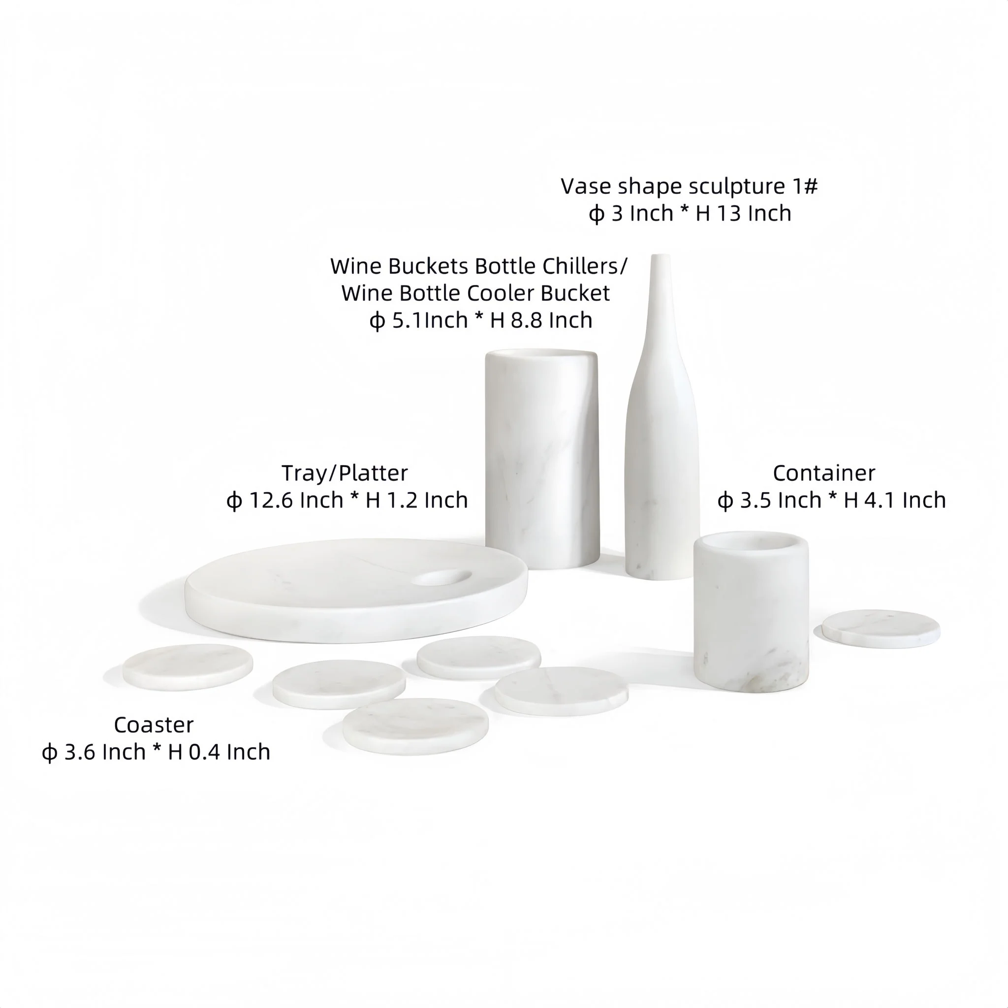 10 Pieces Luxury Natural Marble Dining Room Accessories Set - Image 9