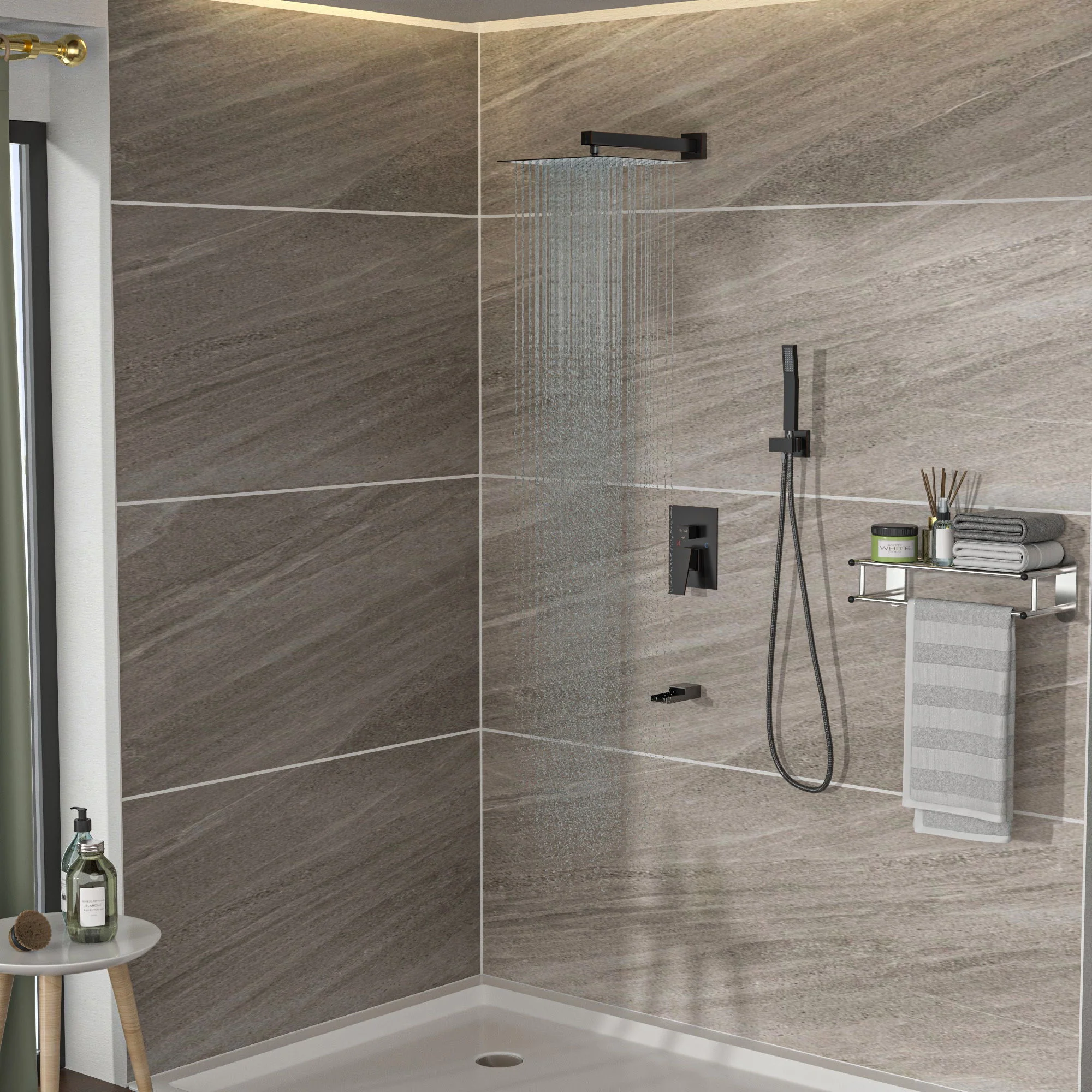 10" Wall Mounted Square Shower System With Rough In Valve - Image 7