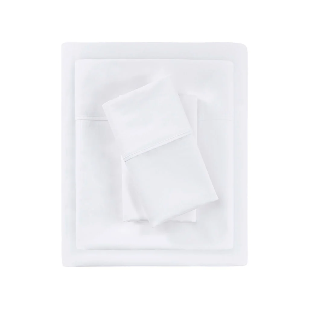 1000 Thread Count - HeiQ Smart Temperature Cotton Blend 4 Piece Queen Sheet Set - White - Image 2
