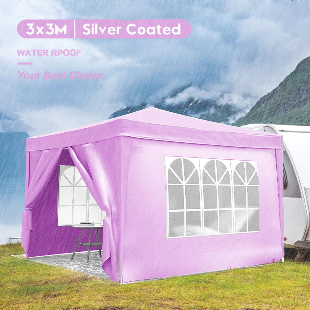 10'X10' Folding Canopy With 4 Removable Sidewalls Outdoor Event Shelter UPF 50+ Gazebo Portable Tents For Parties Beach Camping Wedding Ez Pop Up Canopy 4 Pieces Weight Bag + Carry Bag - Image 12