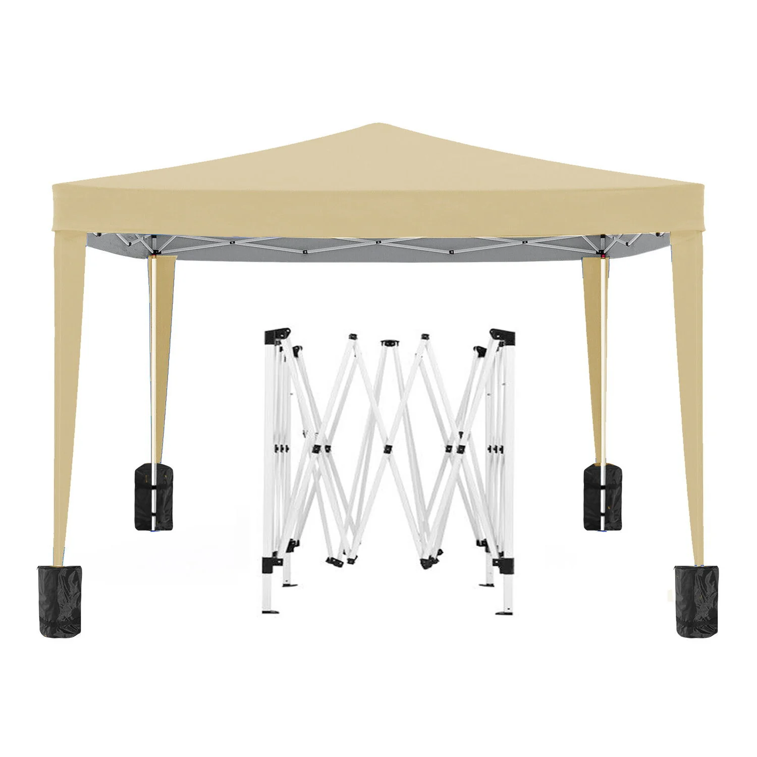 10'X10' Folding Canopy With 4 Removable Sidewalls Outdoor Event Shelter UPF 50+ Gazebo Portable Tents For Parties Beach Camping Wedding Ez Pop Up Canopy 4 Pieces Weight Bag + Carry Bag - Image 18