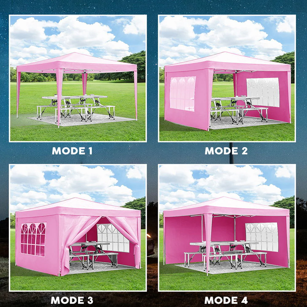 10'X10' Folding Canopy With 4 Removable Sidewalls Outdoor Event Shelter UPF 50+ Gazebo Portable Tents For Parties Beach Camping Wedding Ez Pop Up Canopy 4 Pieces Weight Bag + Carry Bag - Image 20