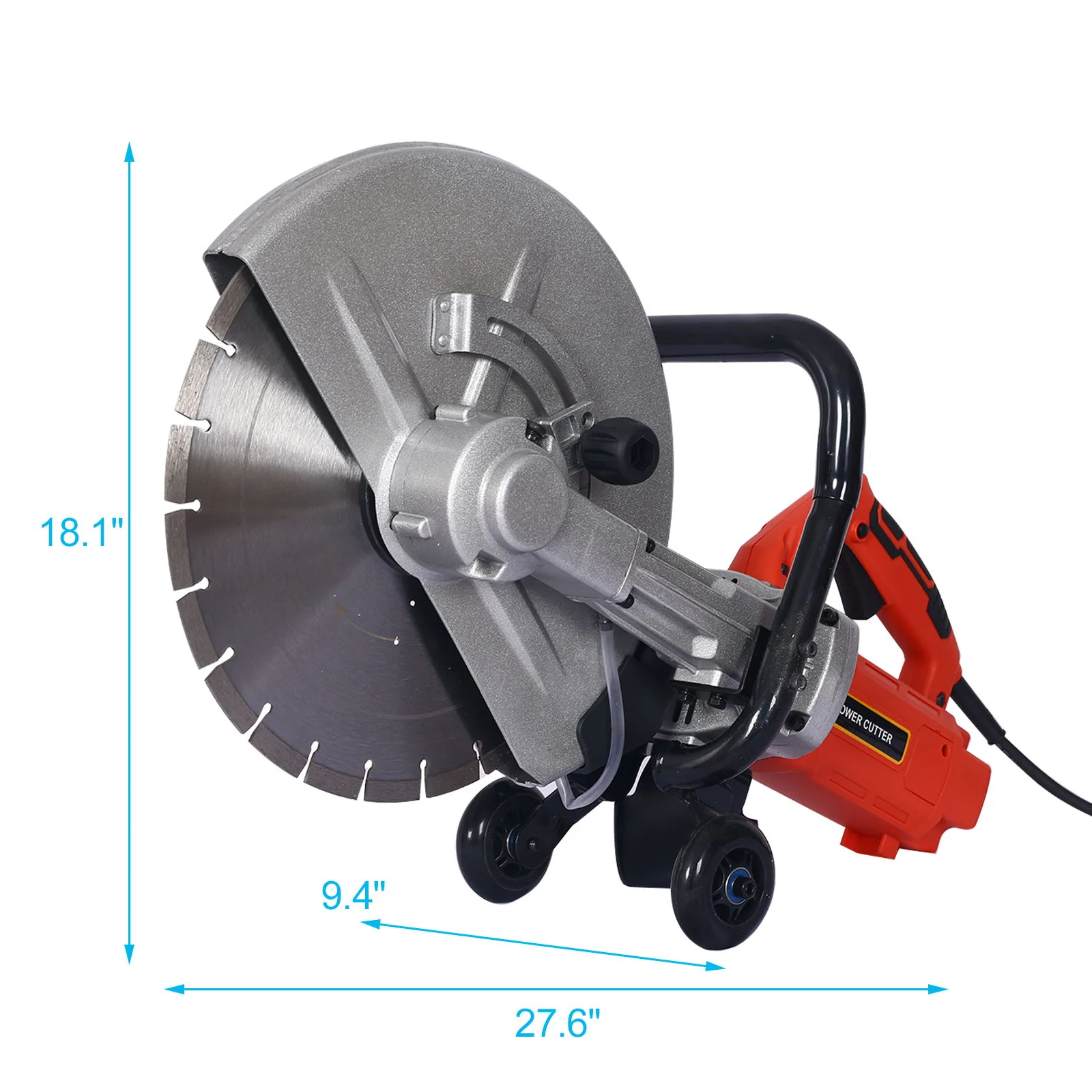 14" Electric Cut Off Saw Wet / Dry Concrete Saw Cutter With Guide Roller And Water Line Attachment, 3000W - Black / Silver - Image 3