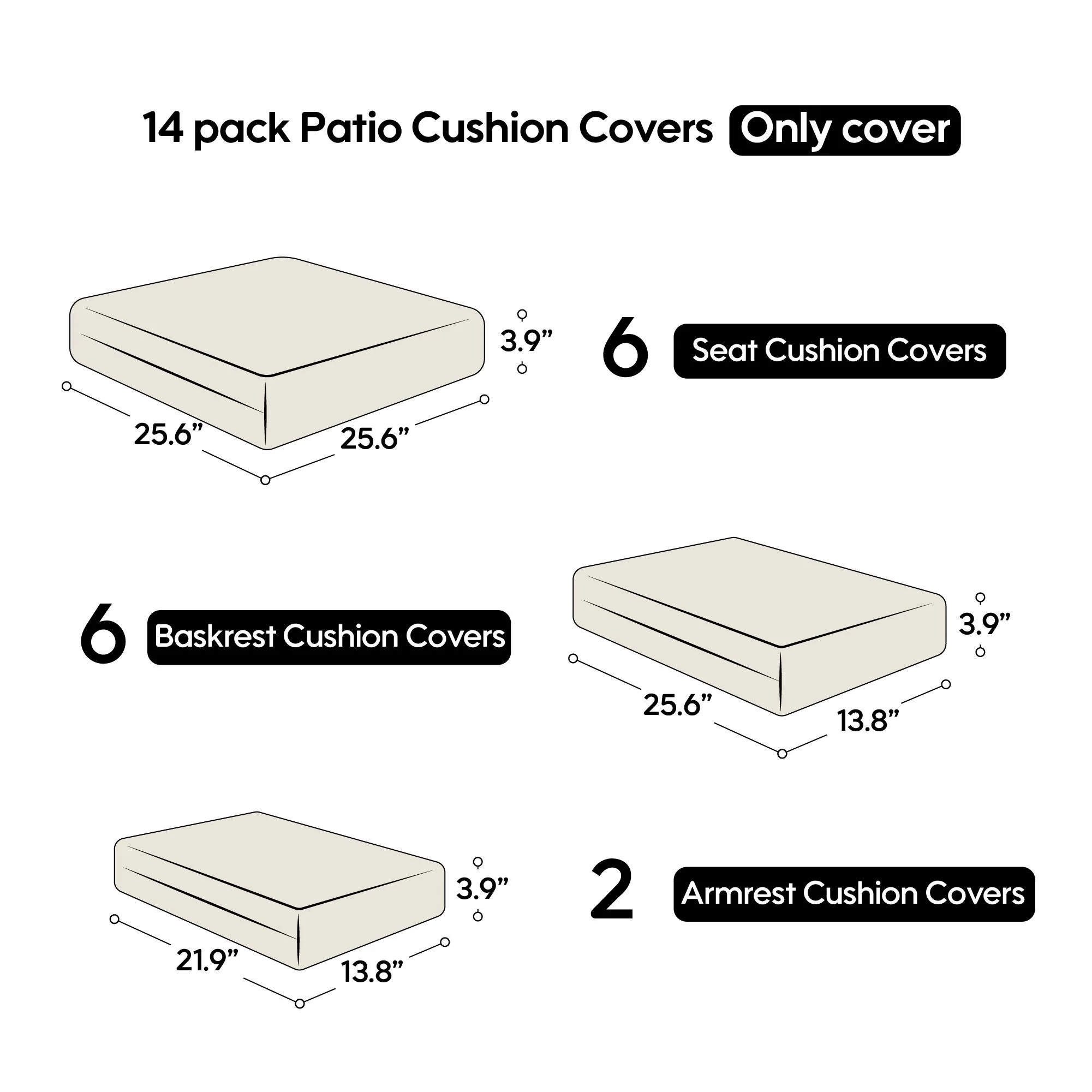 14 Pack Cushion Covers For 7 Piece Wicker Rattan Sectional Sofa - Image 5