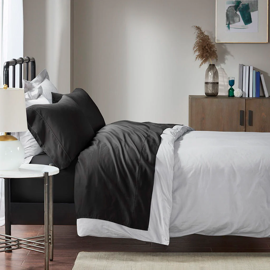 1500 Thread Count - 4 Piece King Blend Sheet Set - Black