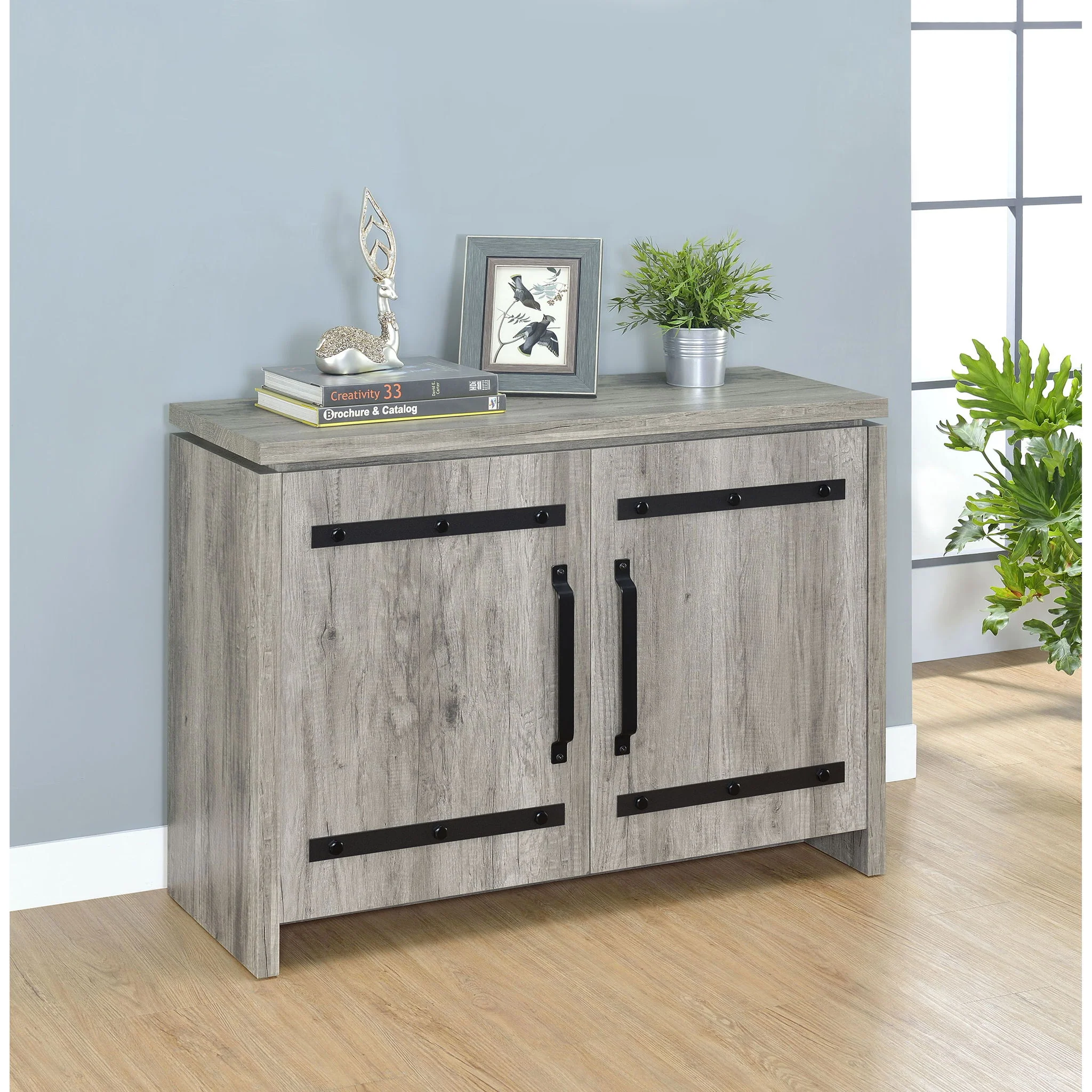2 Door Accent Cabinet With Accents - Gray - Image 4