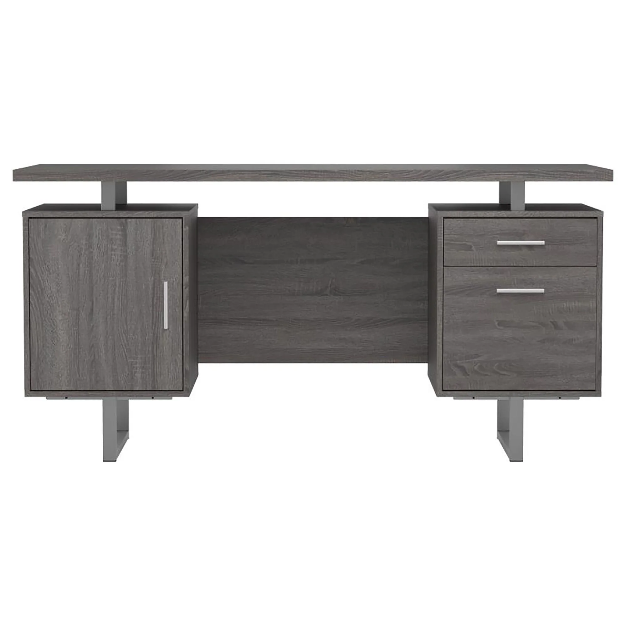 2 Drawer Floating Top Office Desk, Storage Features - Gray - Image 3