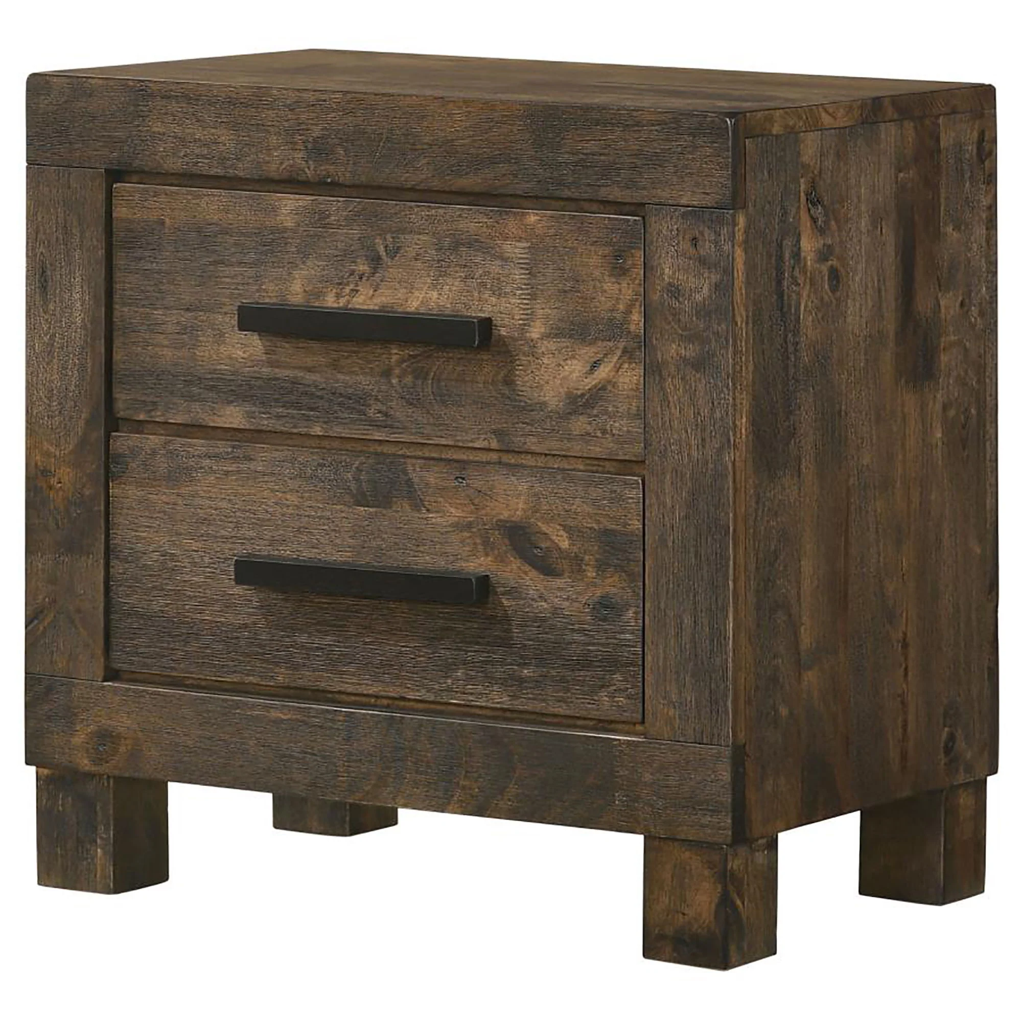2 Drawer Nightstand - Brown Wood - Image 3