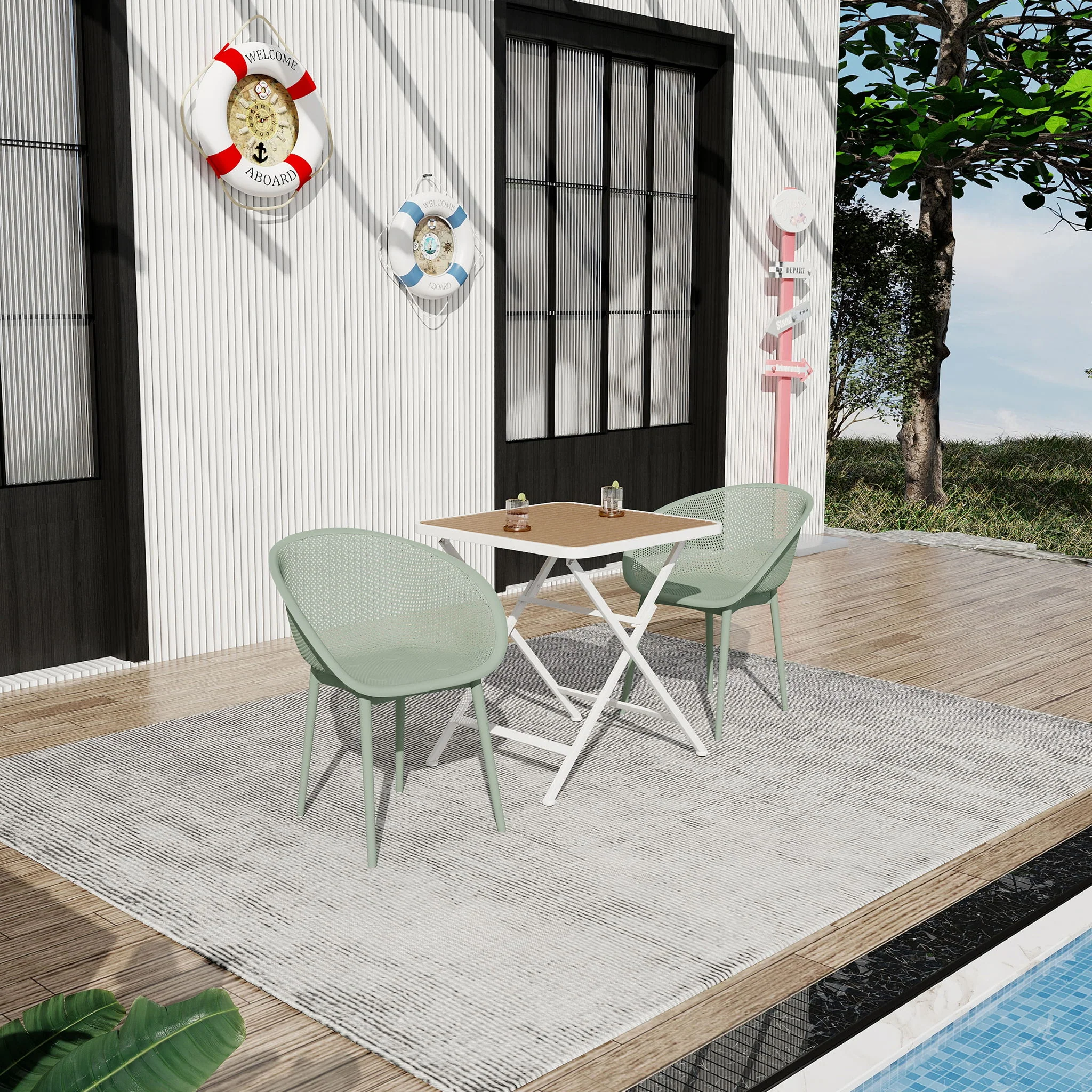 2 Pack Lounge Chair Set & Folding Square Table - Image 8