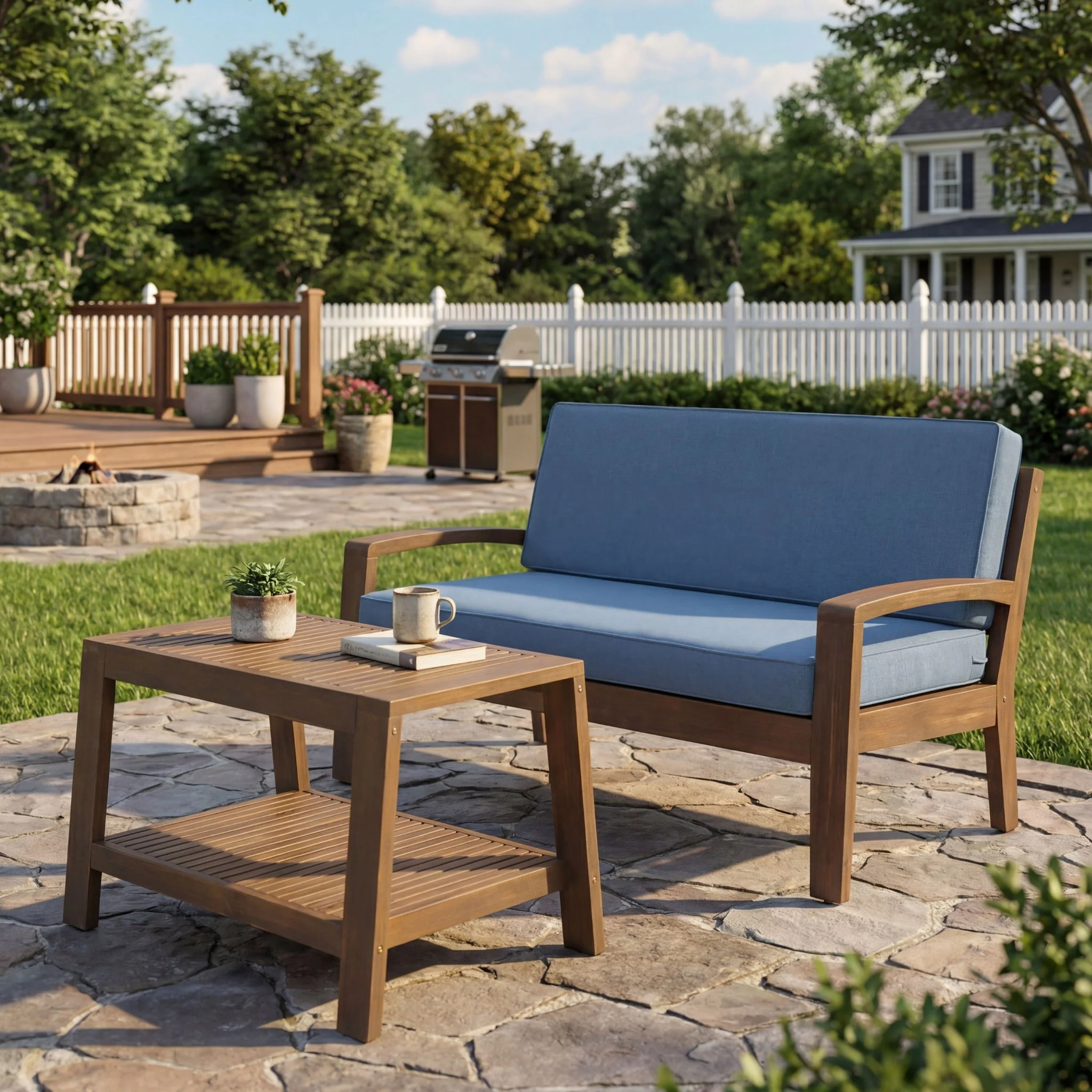2 Piece Outdoor Conversation Set (Loveseat & Coffee Table With Water-Resistant Cushions) - Image 10