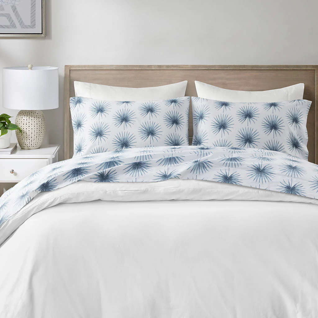 200 Thread Count Printed Cotton - King Sheet Set - Blue Palmetto - Image 2