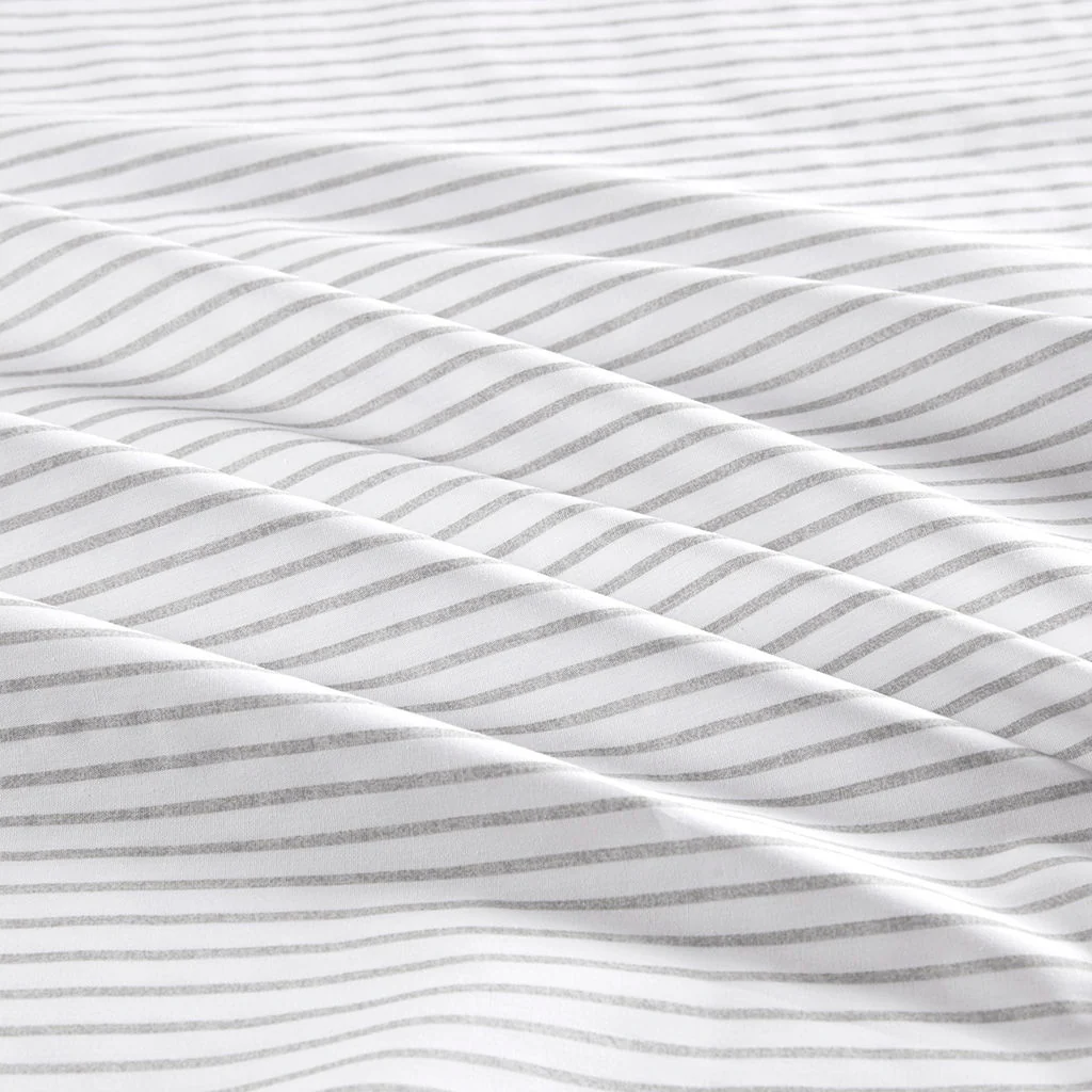 200 Thread Count Printed Cotton - King Sheet Set - Gray Stripe - Image 2