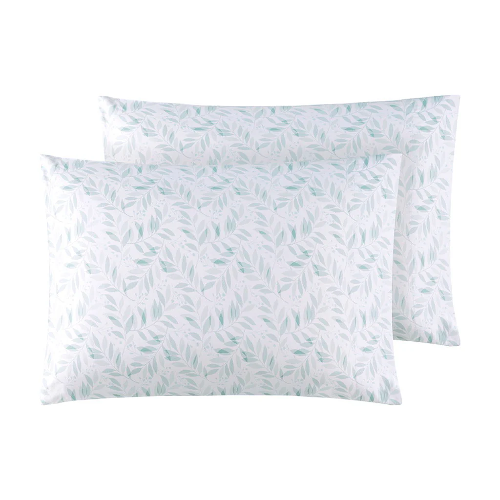 200 Thread Count Printed Cotton - Queen Sheet Set - Green Leaves - Image 2