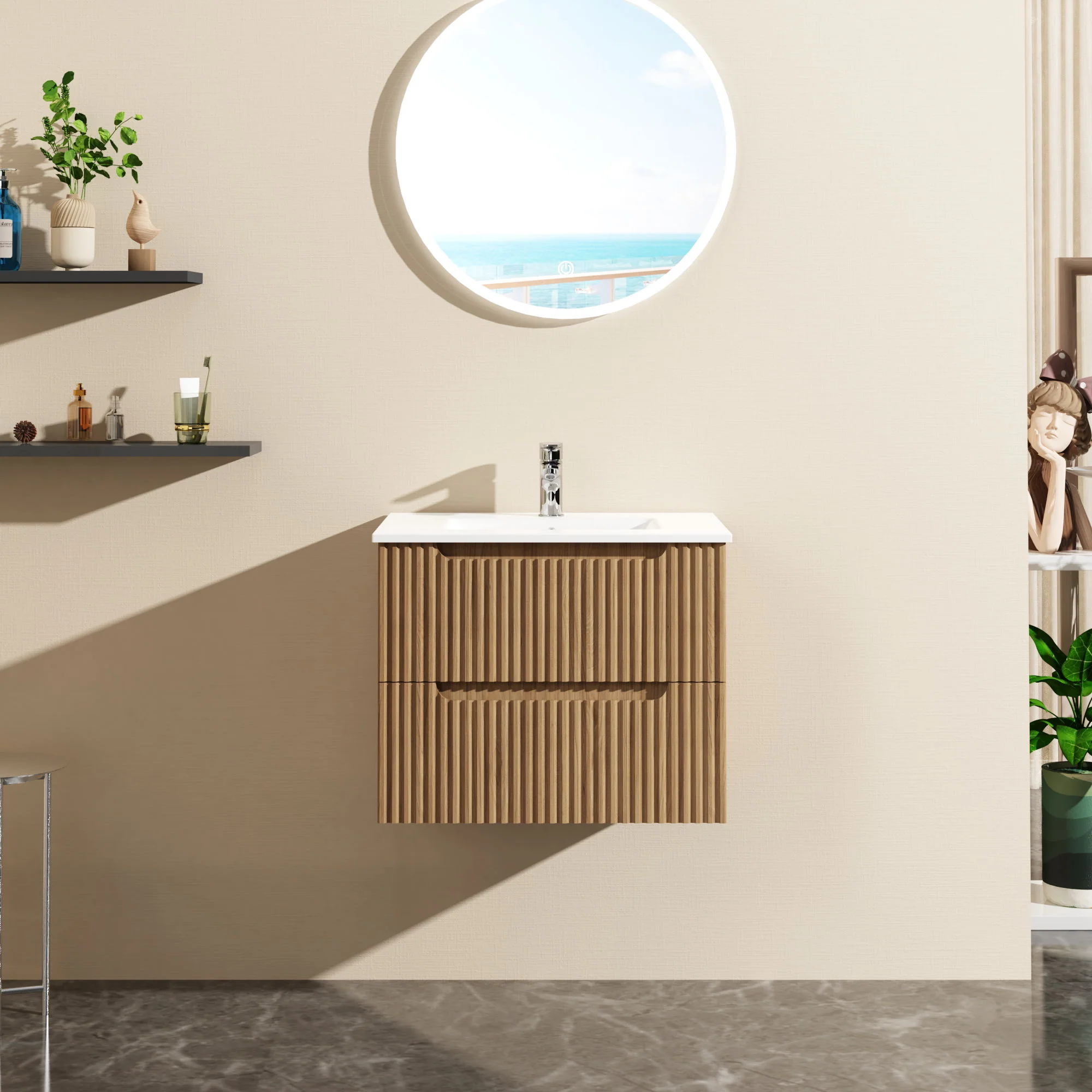 24" Wall Mount Bathroom Vanity Cabinet Floating (Cabinet Only) - Walnut - Image 4