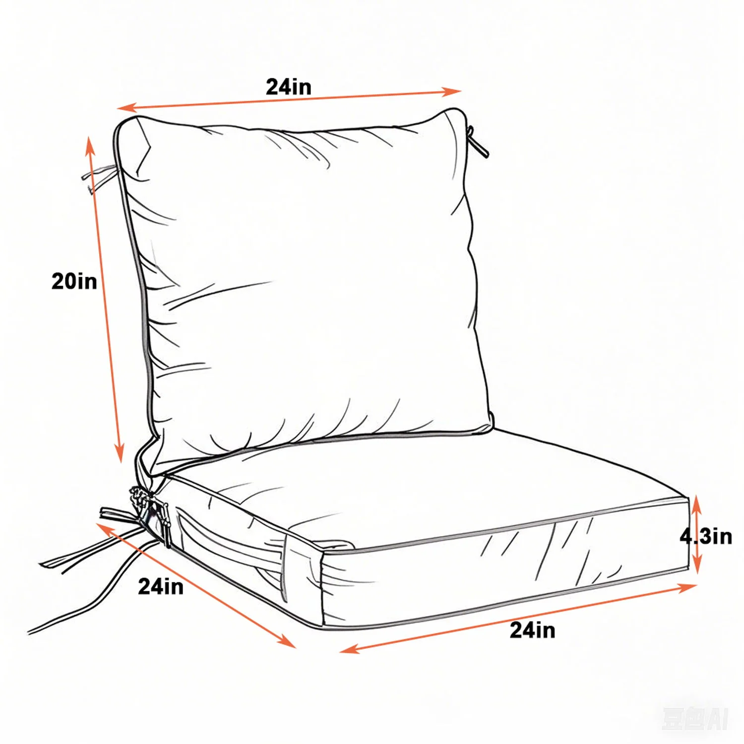 24X24 Inch Outdoor Deep Seat Cushion Set Waterproof Fade Resistant Patio Furniture Cushions With Removable Covers, Adjustable Straps & Handles (Set of 2) - Red - Image 2