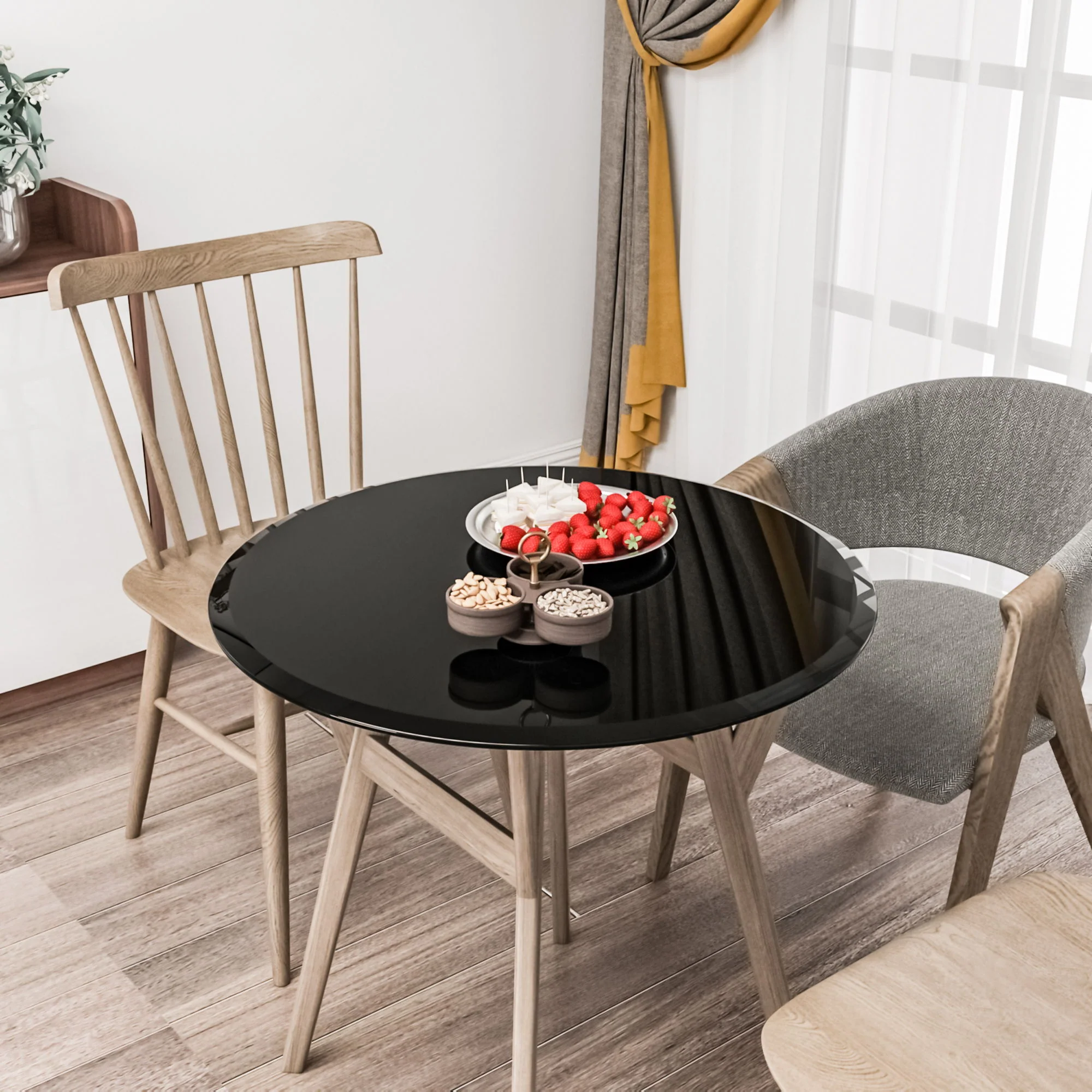 28" Round Tempered Glass Table Top Clear Glass Thick Beveled Polished Edge - Image 6