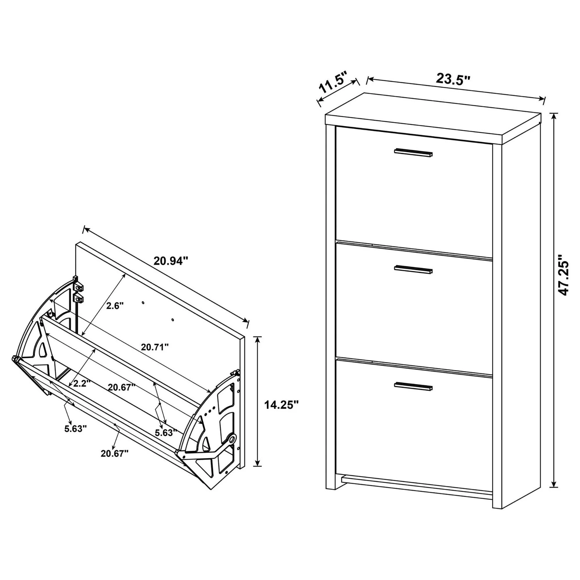 3 Drawer Shoe Rack - Black - Image 4
