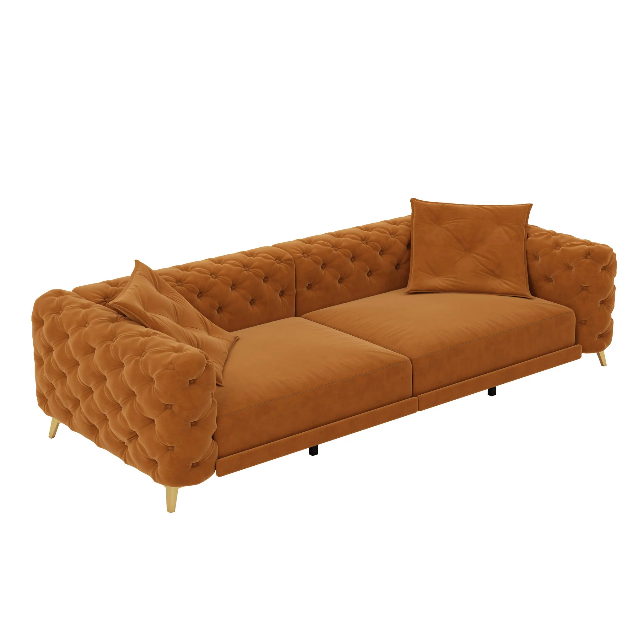 3 In 1 Convertible Sleeper, Deep Seat Pull Out Sofa Bed, Button Tufted - Image 3