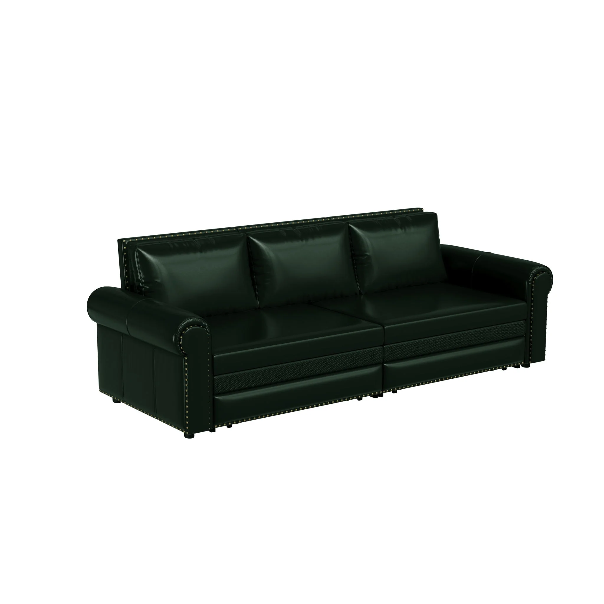 3 In 1 Convertible Sleeper Sofa With Nailhead Trim & Rolled Arm - Image 6