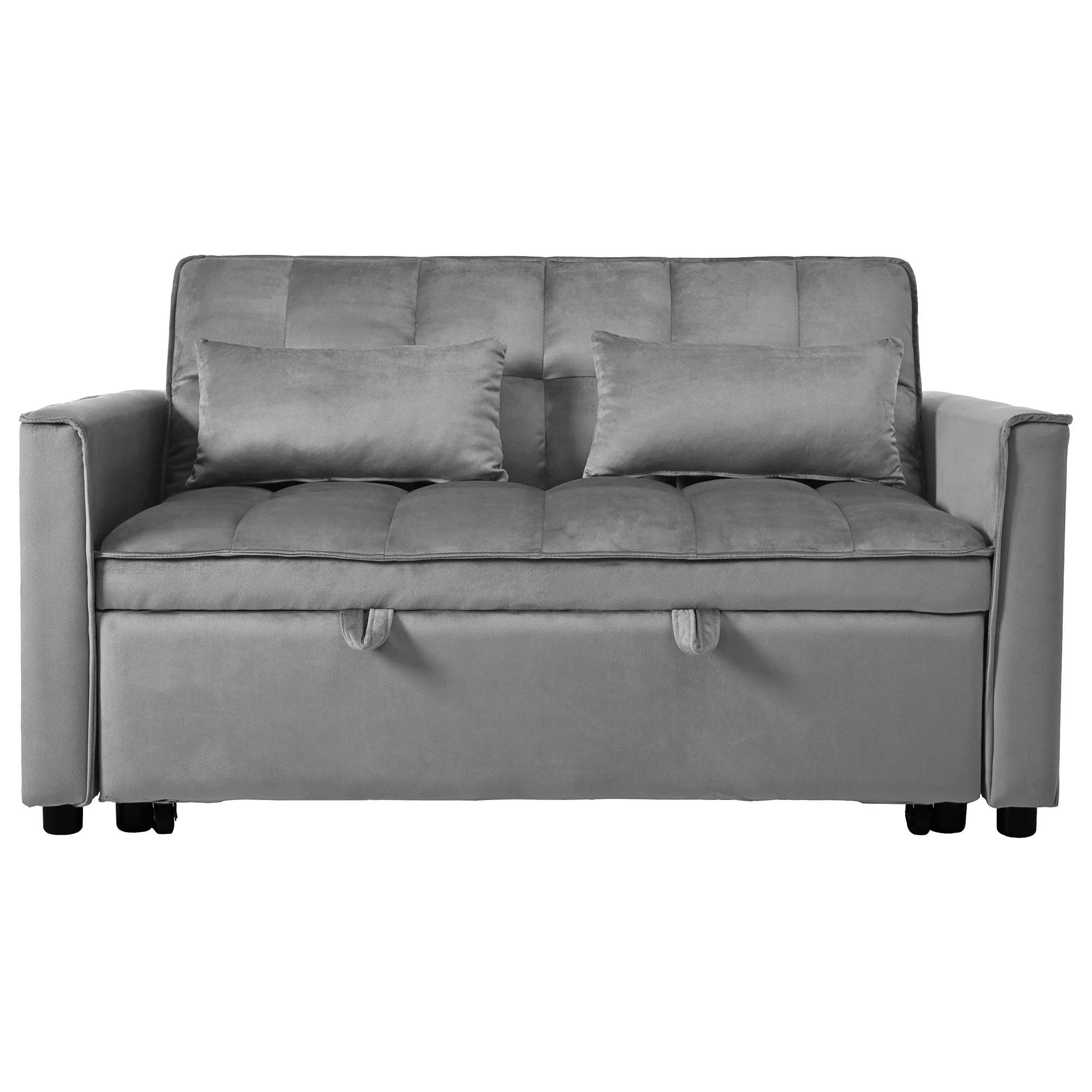 3 In 1 Pull Out Couch Convertible Sofa Bed With Reclining Backrest - Image 19