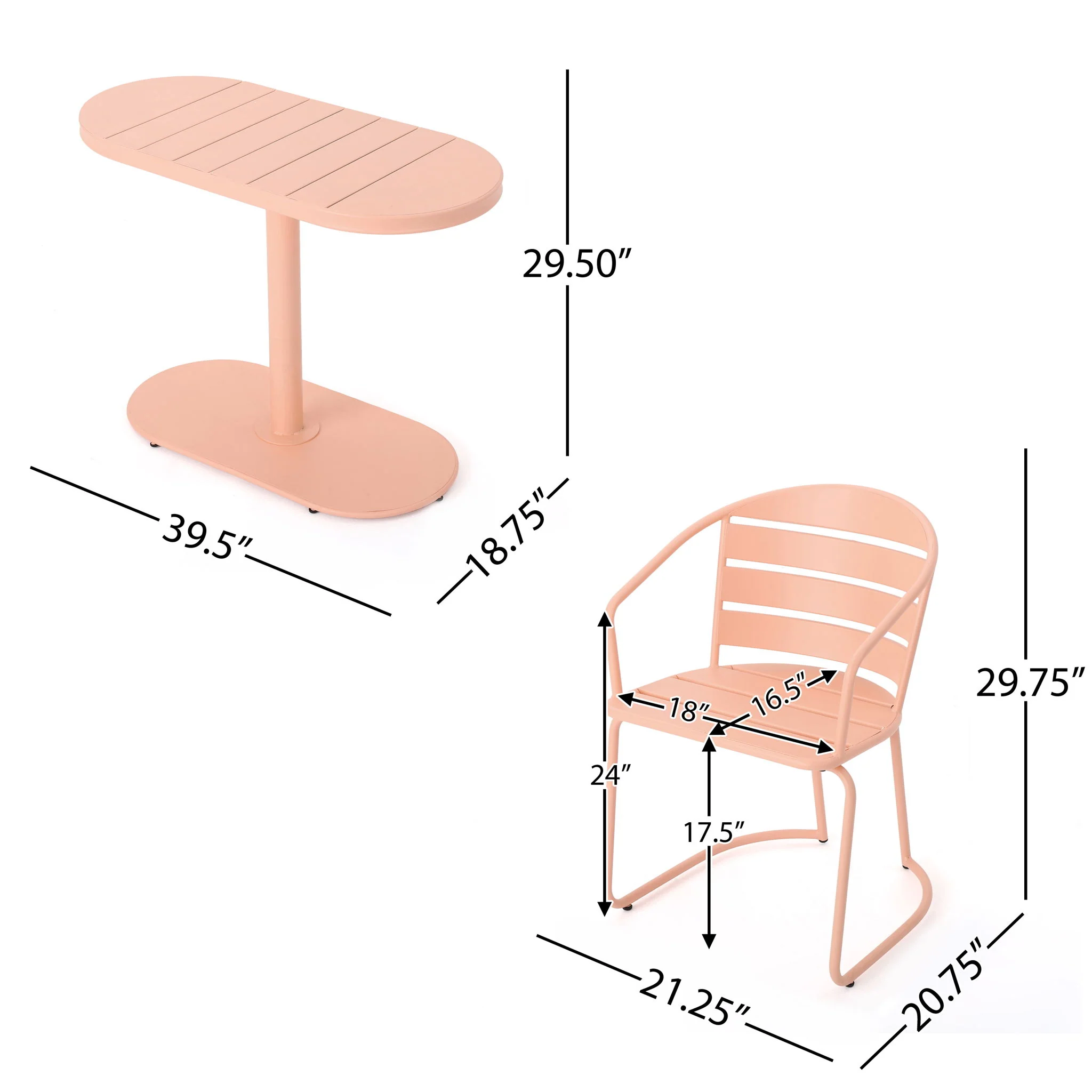 3 Piece Elegant Outdoor Bistro Set With 2 Chairs And Oval Table - Image 6