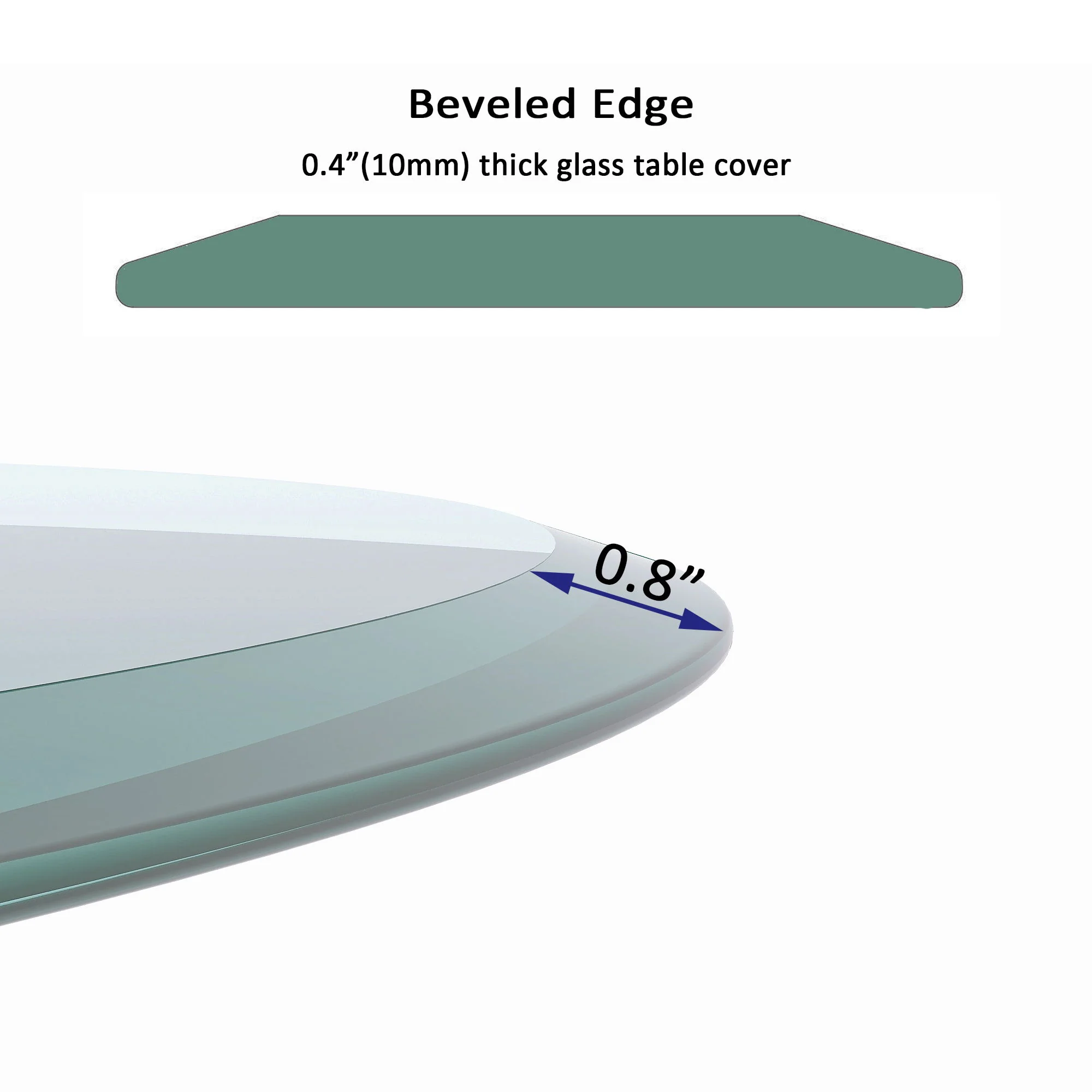 30" Round Tempered Glass Table Top Clear Glass 2 / 5" Thick Beveled Polished Edge - Transparent - Image 3