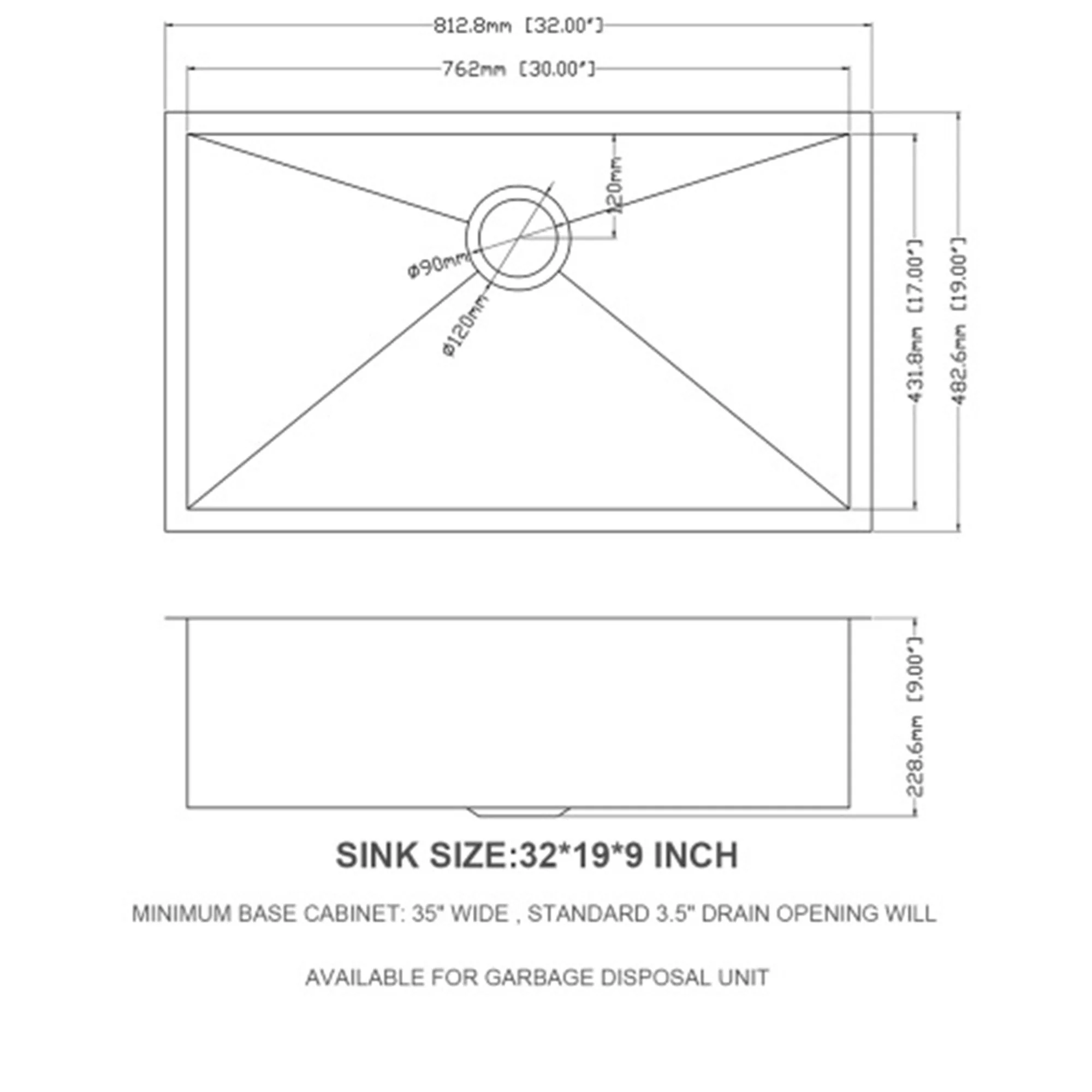 32" Undermount Kitchen Sink With, Single Bowl - Brushed Nickel - Image 4