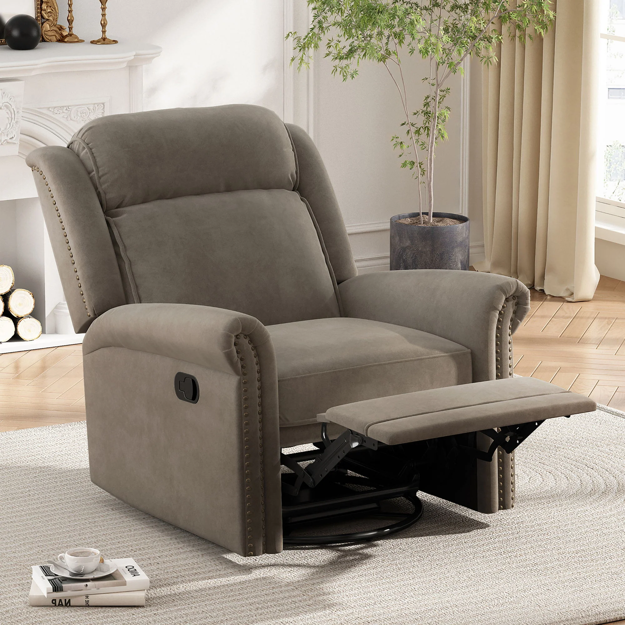 360 Degrees Swivel Recliner Manual Rocking Recliner Home With Adjustable Backrest - Image 7