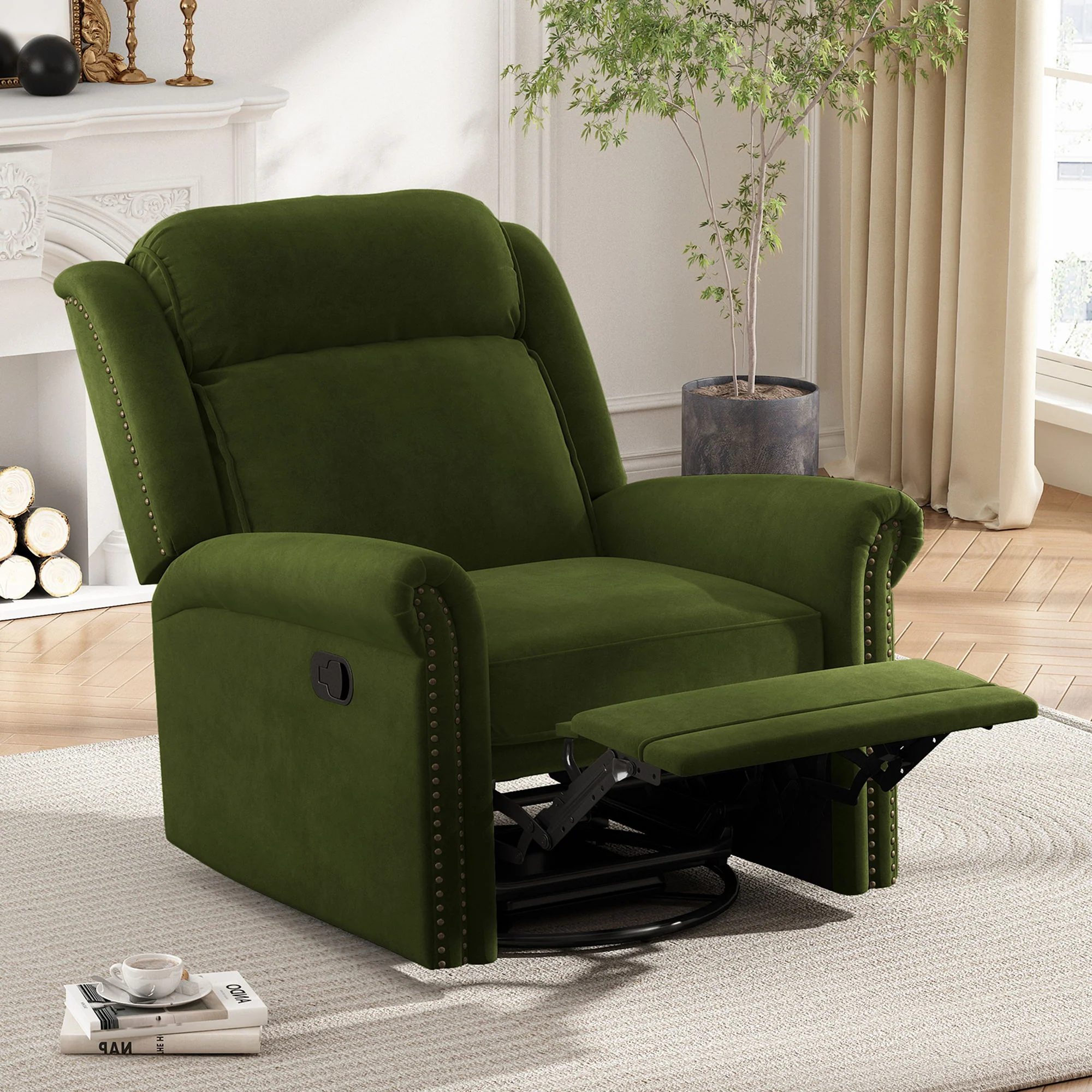 360 Degrees Swivel Recliner Manual Rocking Recliner Home With Adjustable Backrest - Image 8