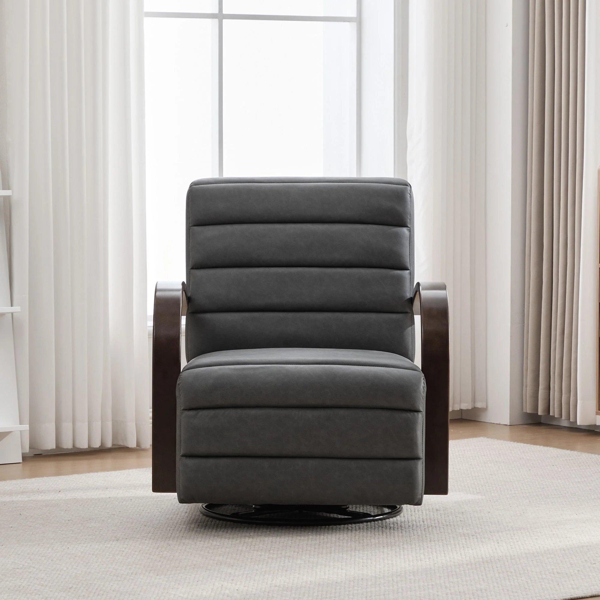 360° Swivel Accent Chair With Armrests, Comfy Lounge - Image 6