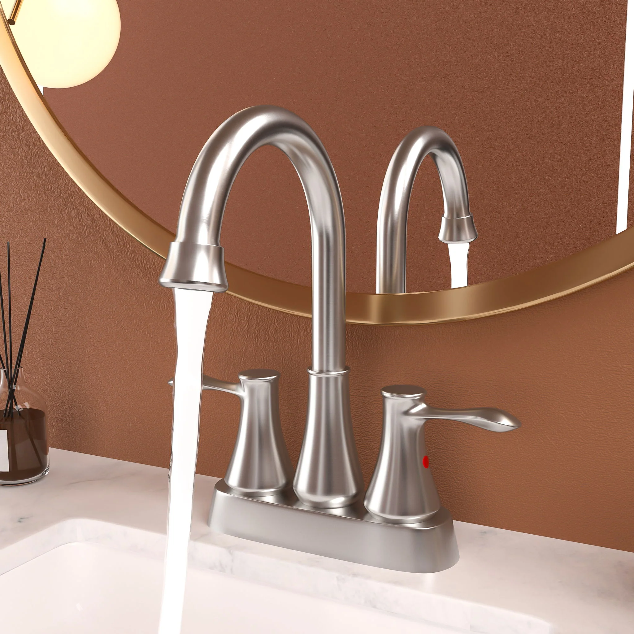 4" Centerset Bathroom Faucet With Pop Up Drain And Water Supply Lines - Brushed Nickel - Image 3