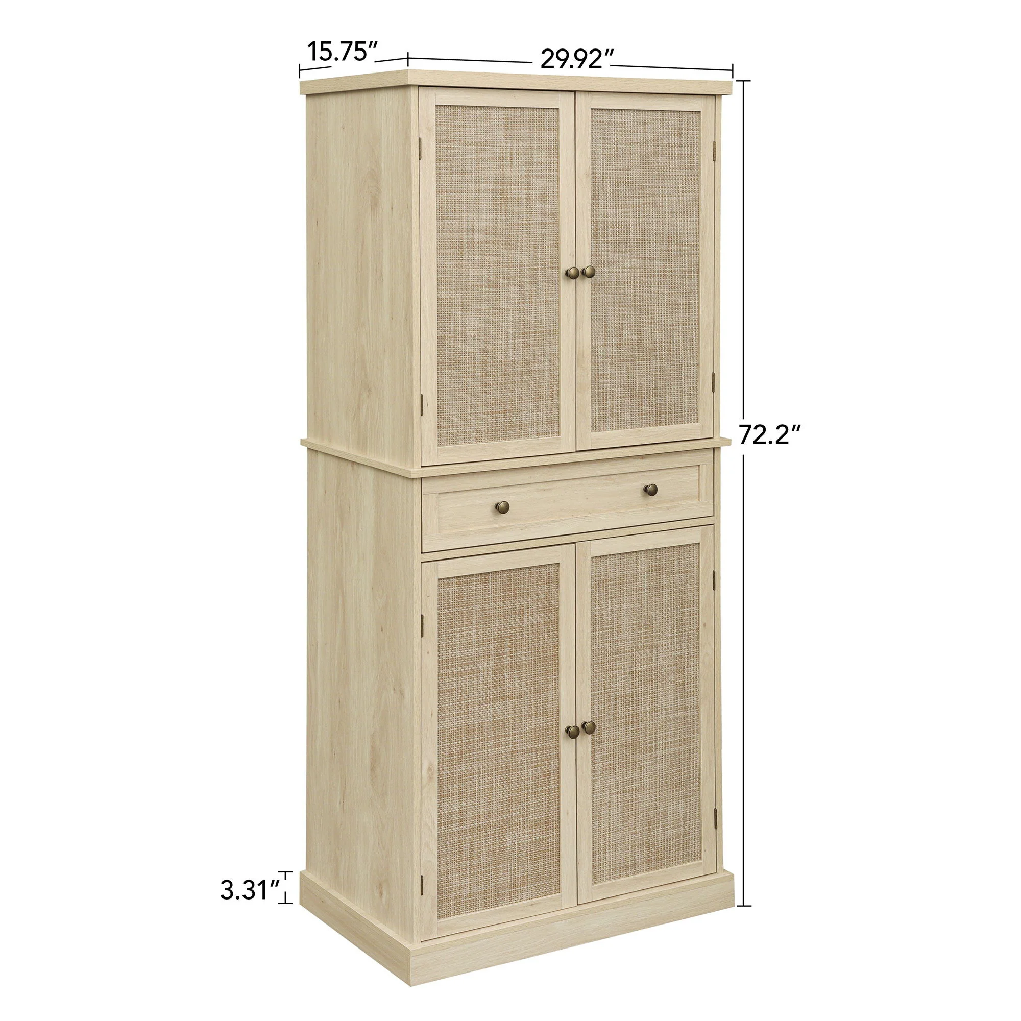 4 Door Storage Cabinet With 1 Drawer And 4 Adjustable Inner Shelves - Natural - Image 4