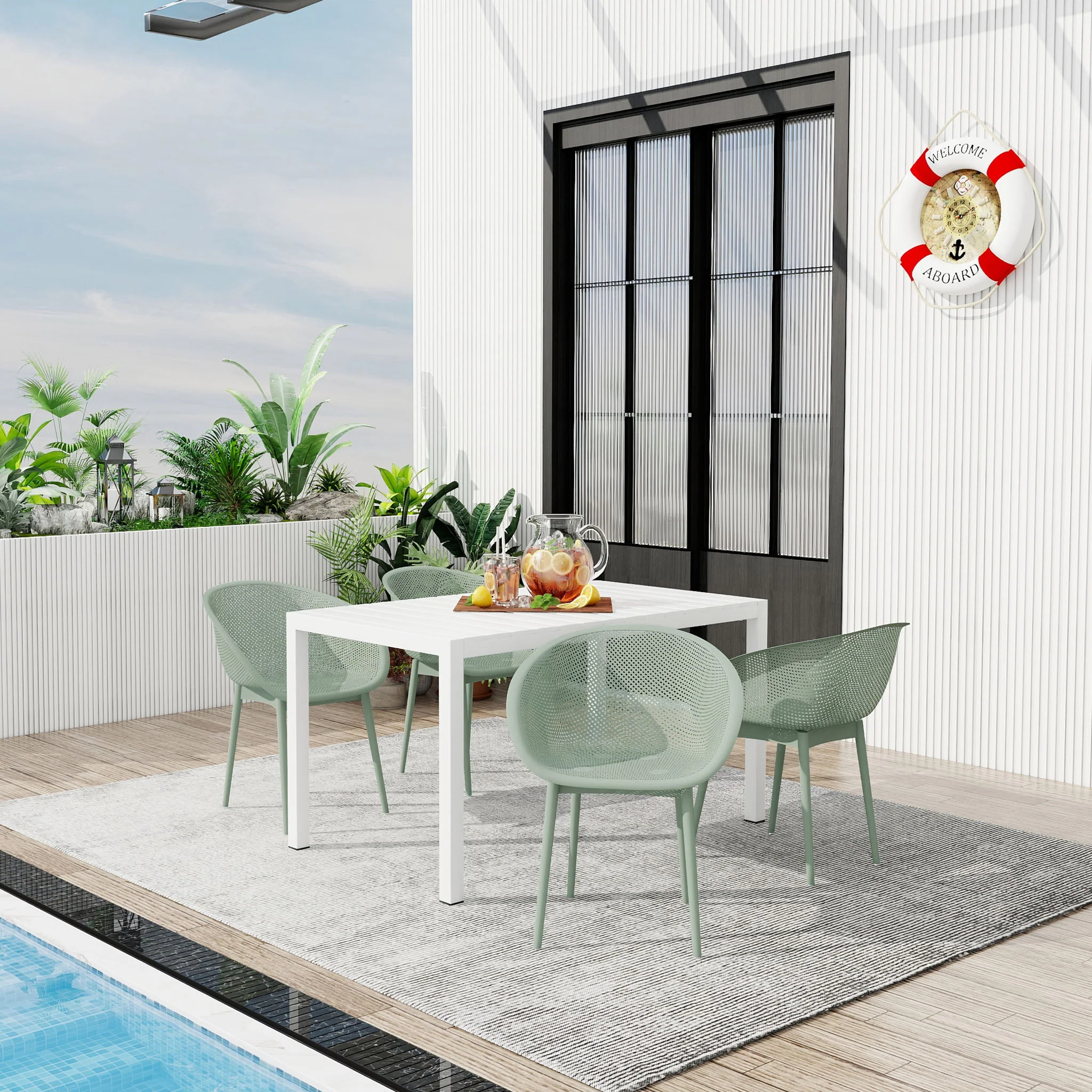 4 Pack Lounge Chair Set With Long Table - Image 12