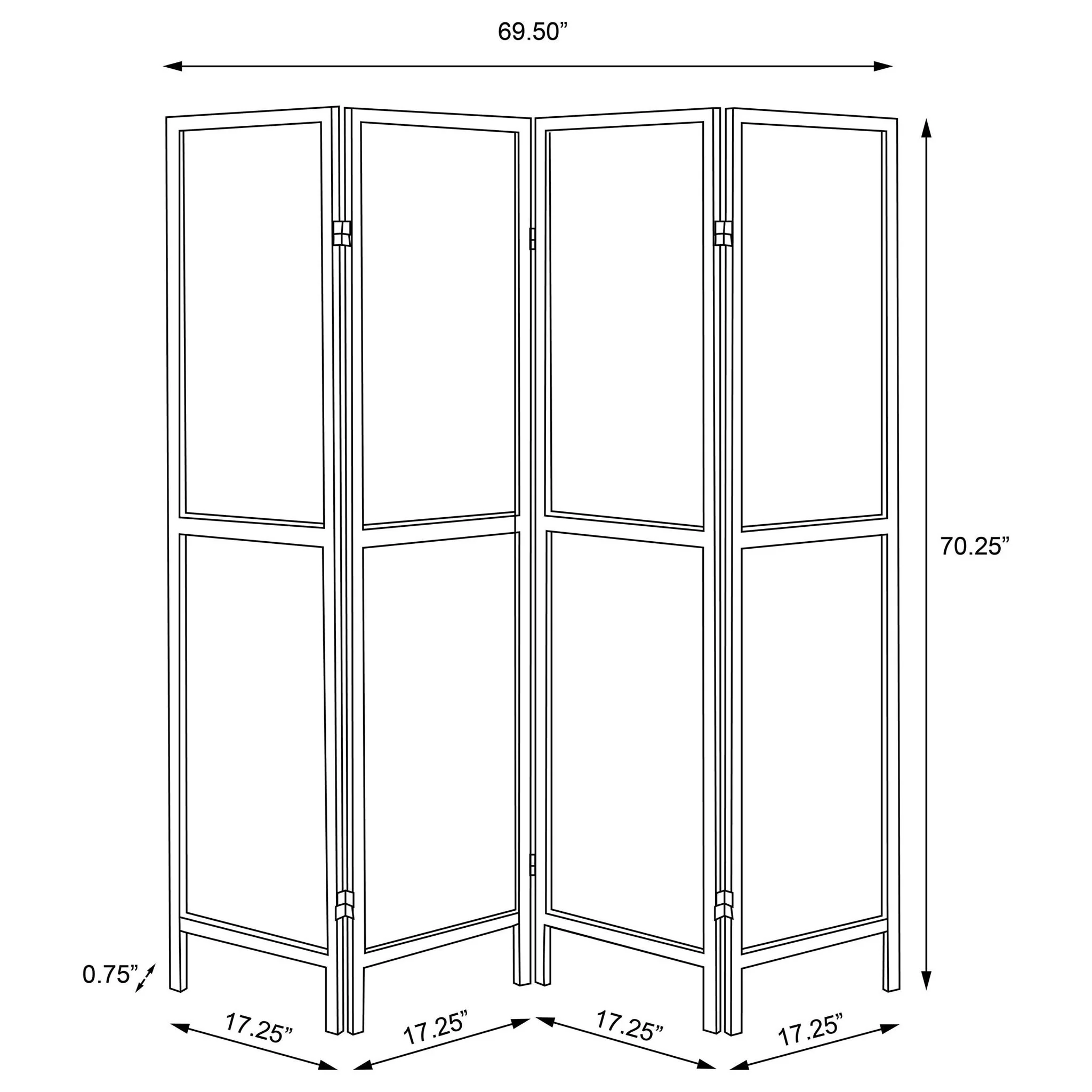 4 Panel Folding Screen - Gray - Image 2