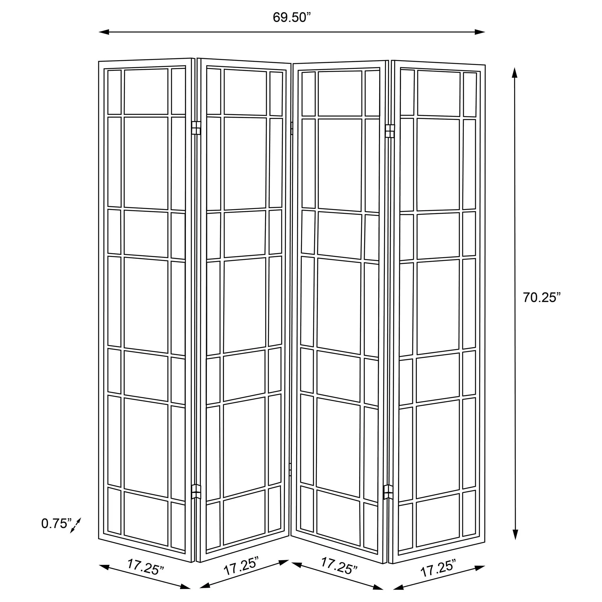 4 Panel Folding Screen With Floral Motif - Black - Image 4