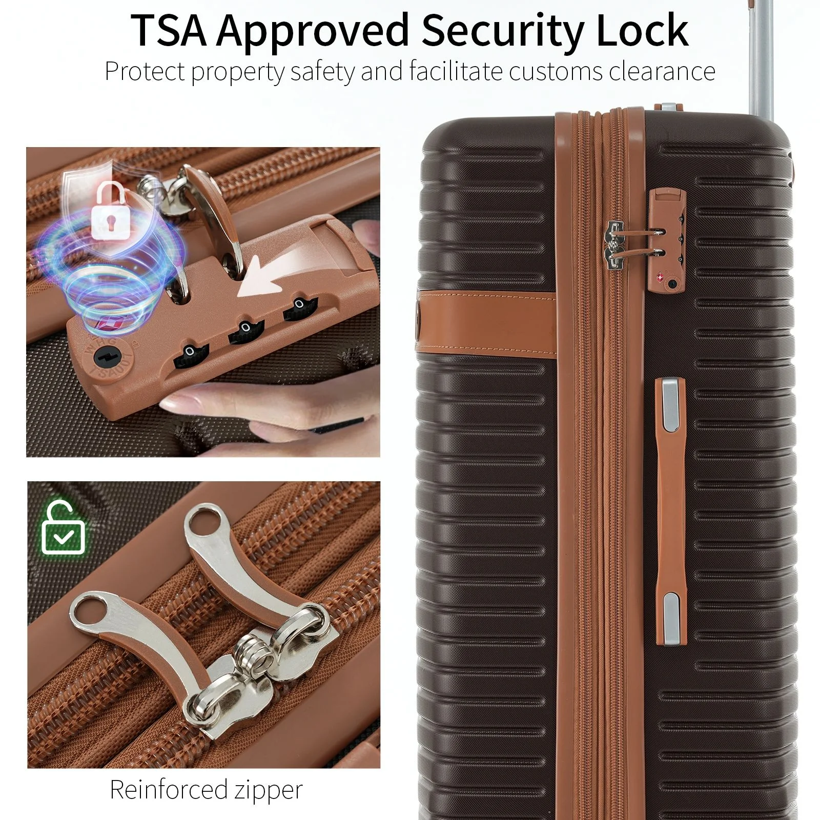 4 Piece Luggage Set Suitcase Set, Abs Hard Shell Lightweight Expandable Travel Luggage With 4 Packing Cubes, Tsa Lock, Spinner Wheels (16 / 20 / 24 / 28) - Coffee - Image 2