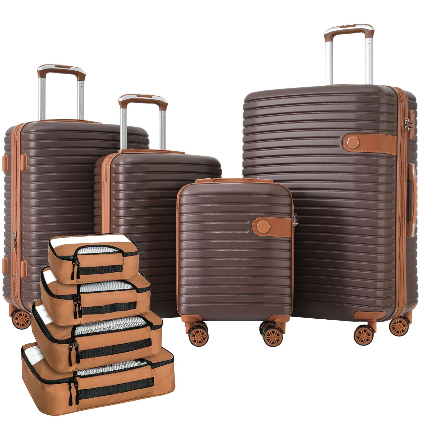 4 Piece Luggage Suitcase Set, Hard Shell Lightweight Expandable Travel Luggage With 4 Packing Cubes - Image 3