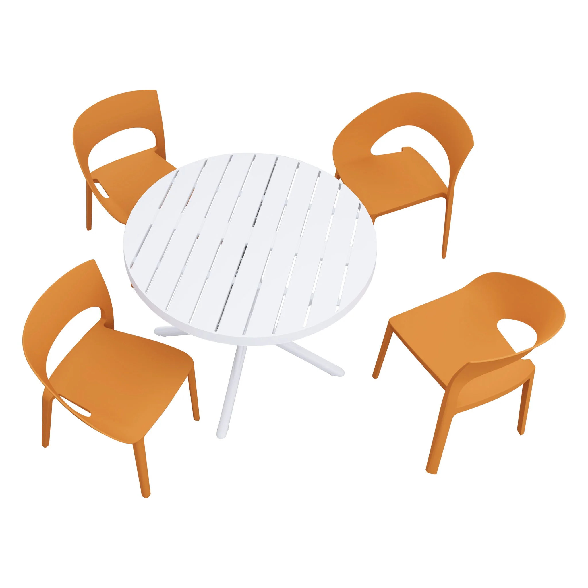 4 Piece Set Of Modern Designed Single Chairs With Round Table - Image 2