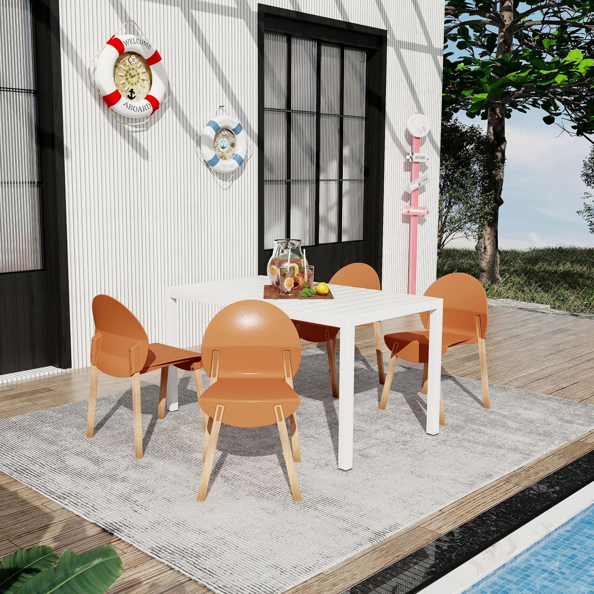 4 Piece Set Of Single Chairs With Long Table - Image 4