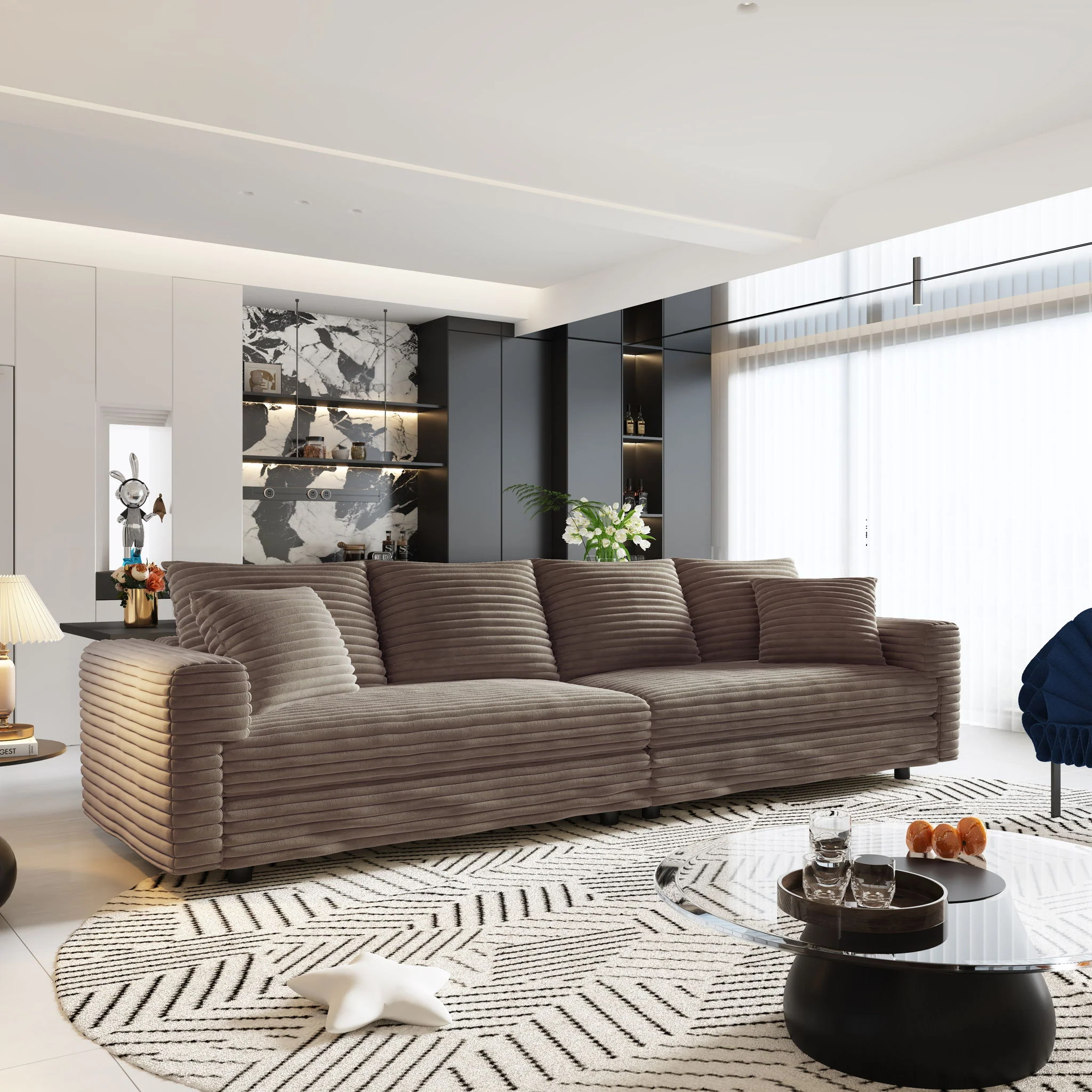 4 Seat Sofa, Deep Seat Couches With Soft Pillows - Image 6