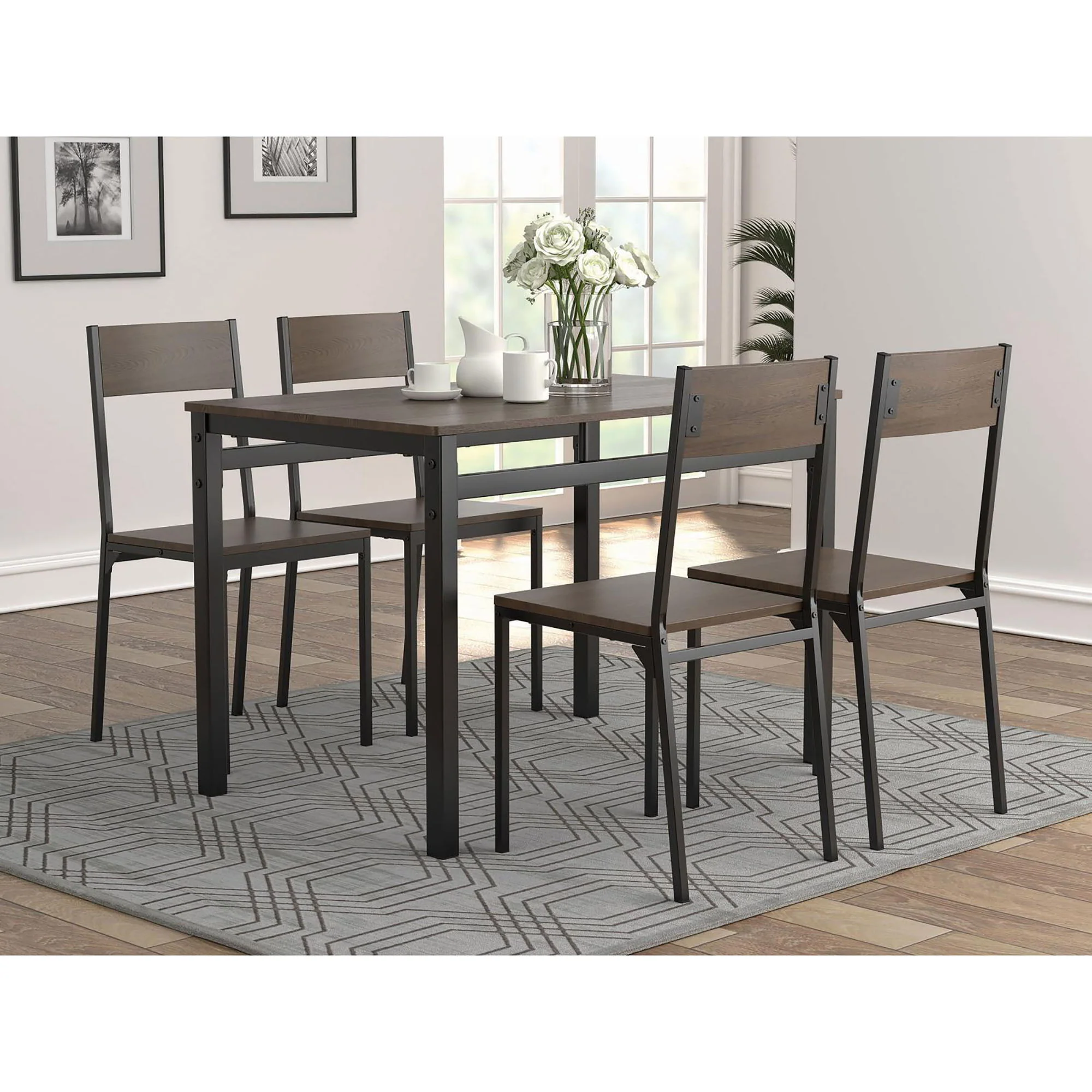 5 Piece Dining Set - Black - Image 2
