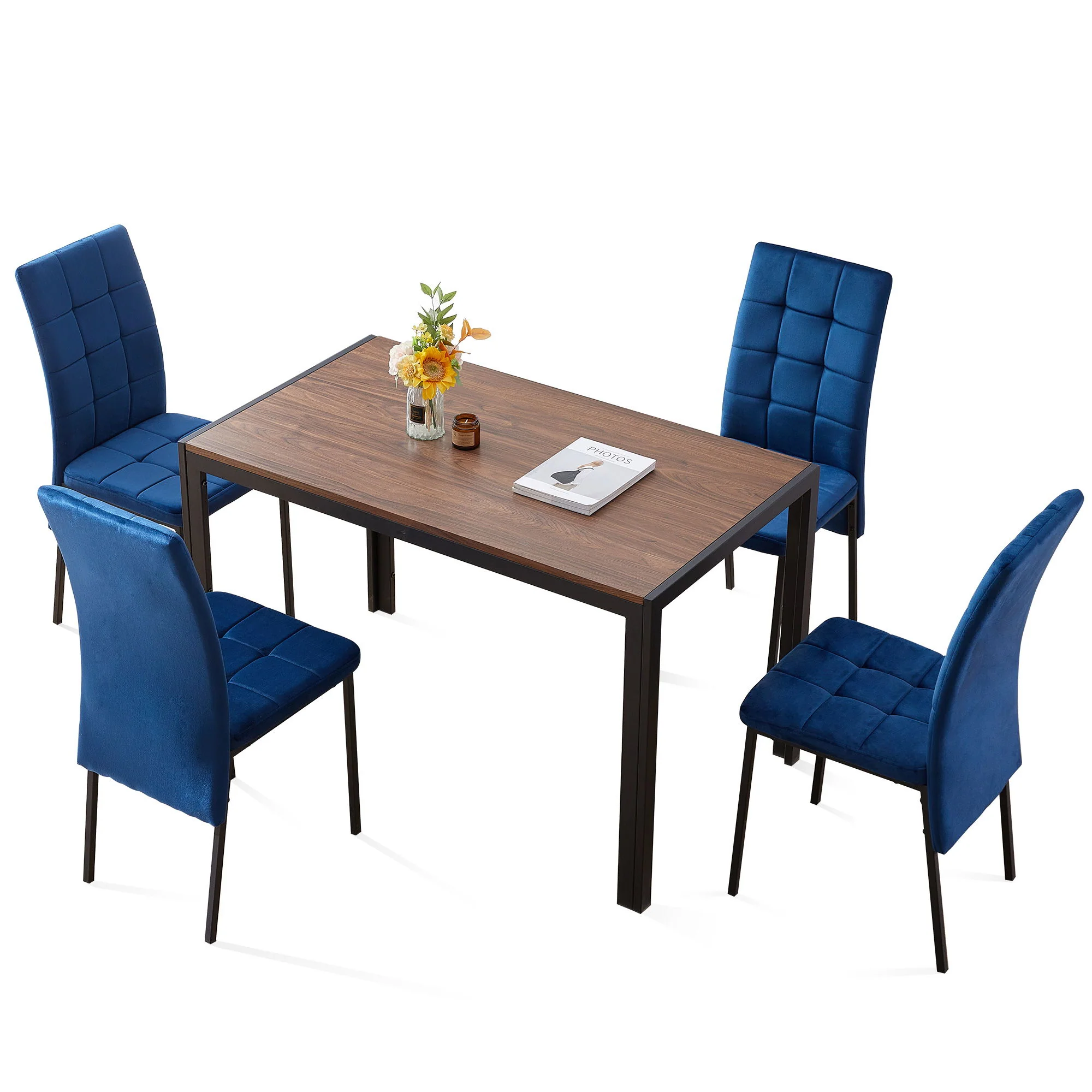 5 Piece Dining Set Including High Back Nordic Dining Chair & Creative Design Dining Table - Image 5