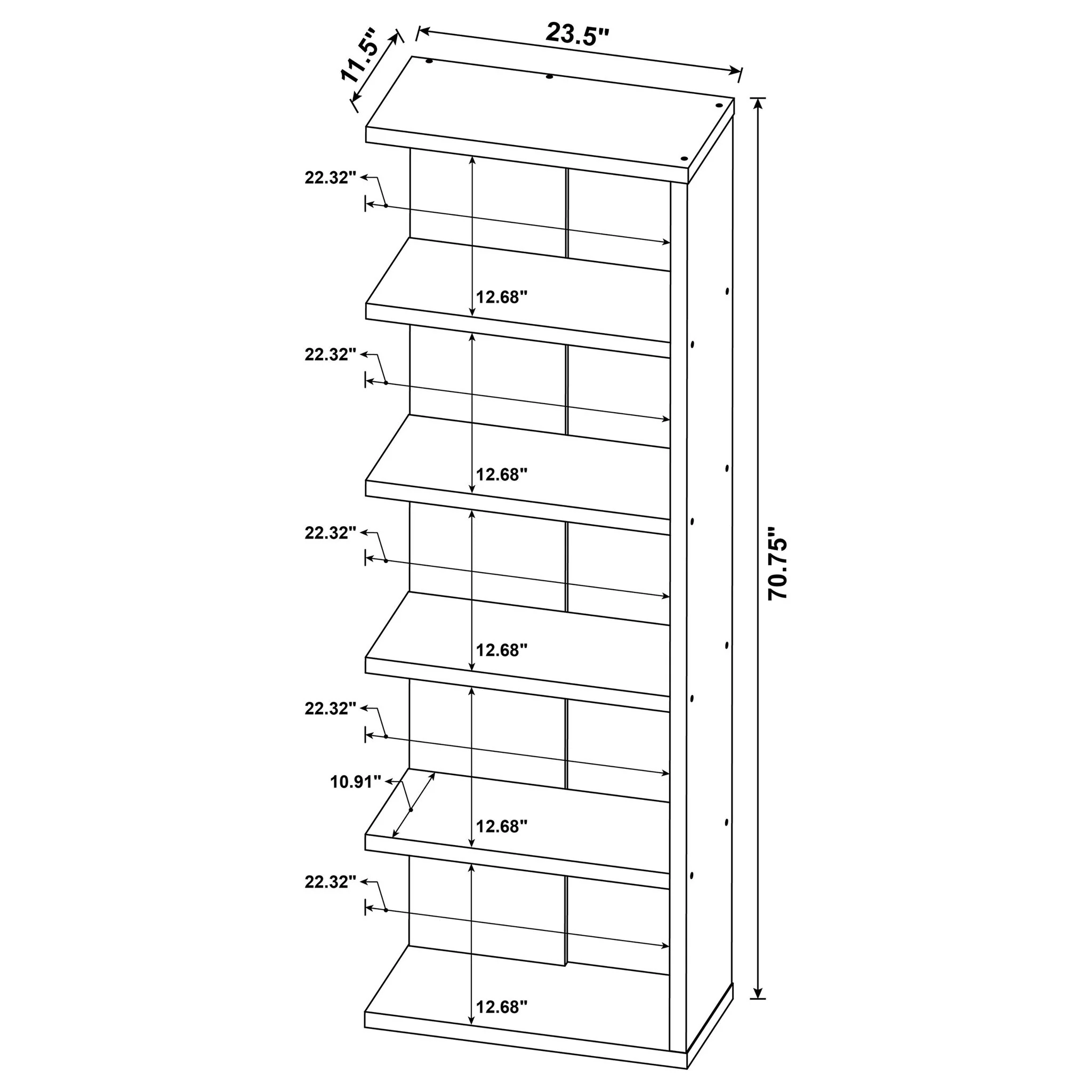 5 Shelf Bookcase - Gray - Image 2