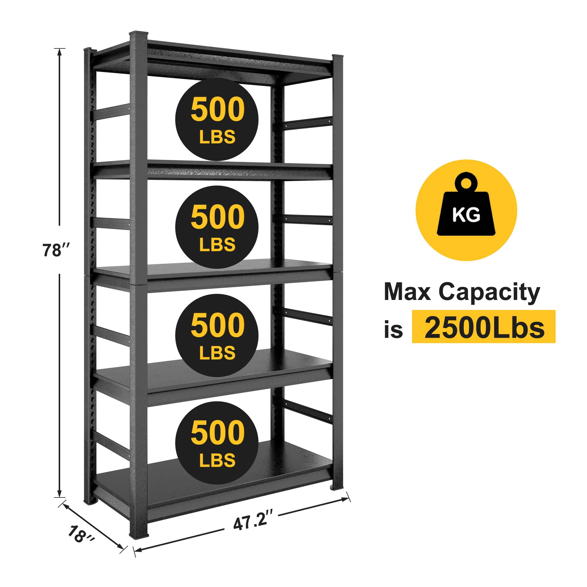 5 Tier Heavy Duty Shelving Unit Adjustable Shelving Units - Image 9