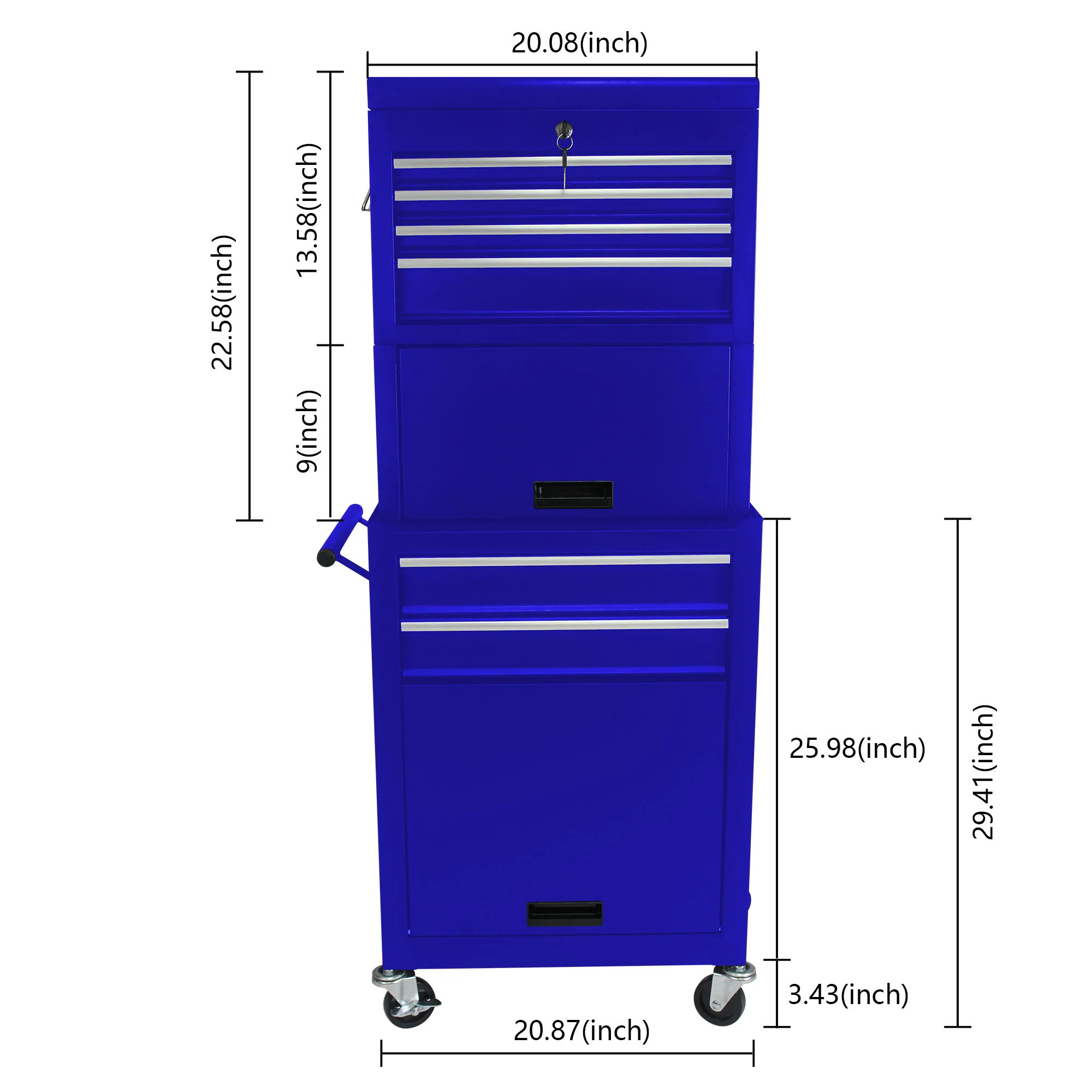 6 Drawer Lockable Tool Cabinet On Wheels, Steel Rolling Tool Chest With Detachable Toolbox - Image 11