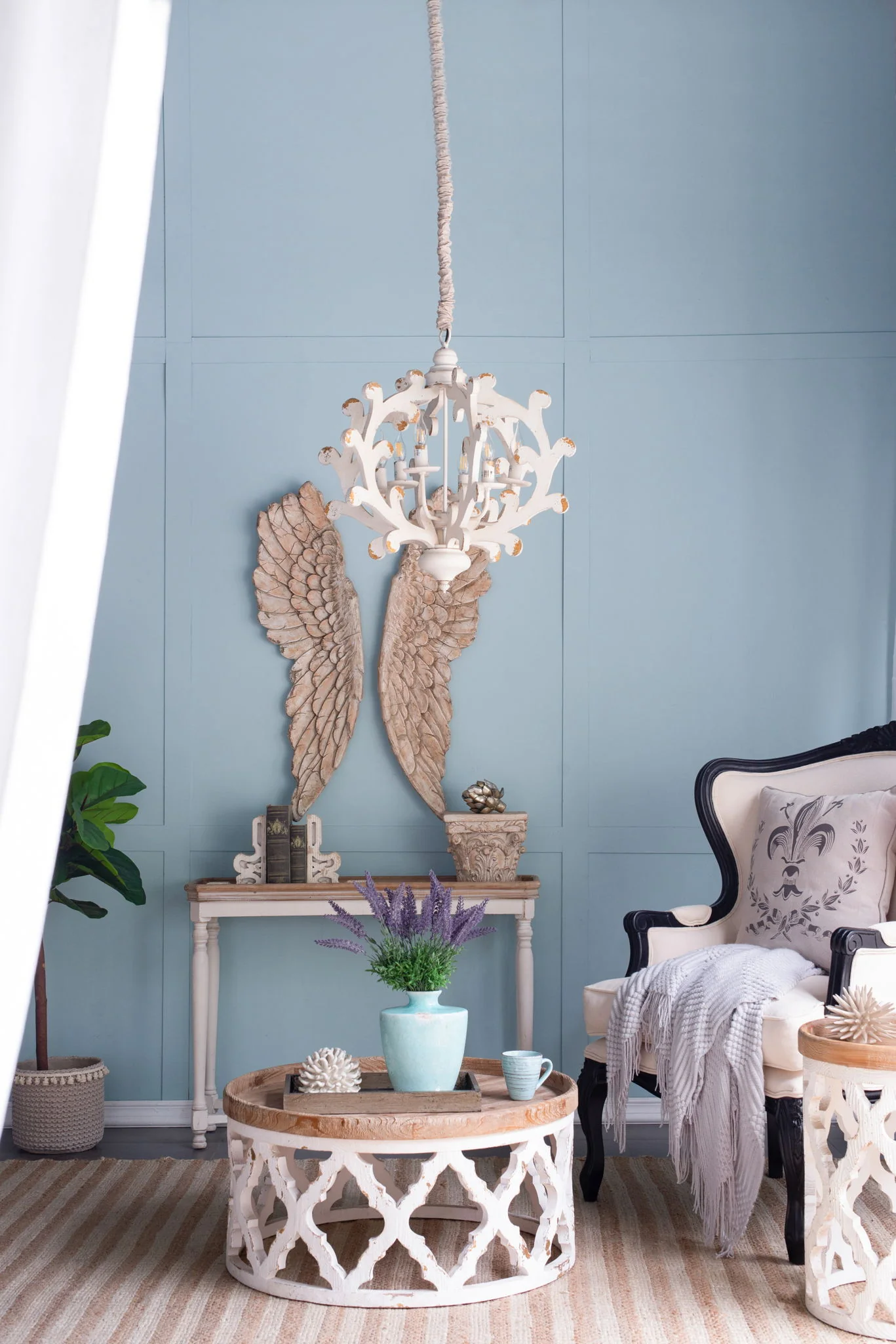 6 Light Chandelier, Hanging Light Fixture With Adjustable Chain For Kitchen, Bulb Not Included - White - Image 3