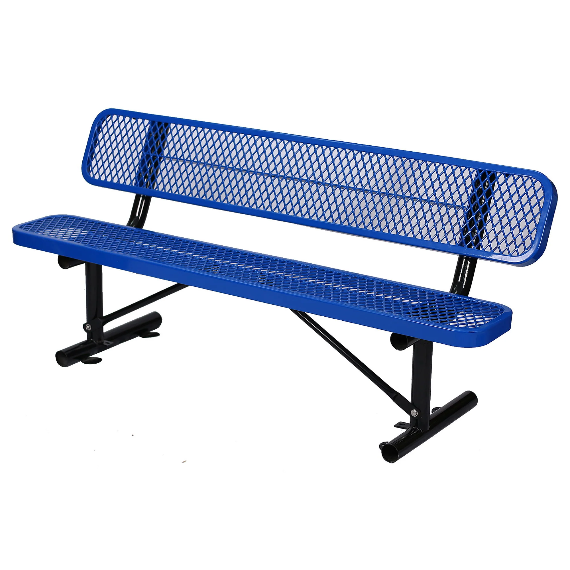 6' Outdoor Steel Bench With Backrest - Image 5