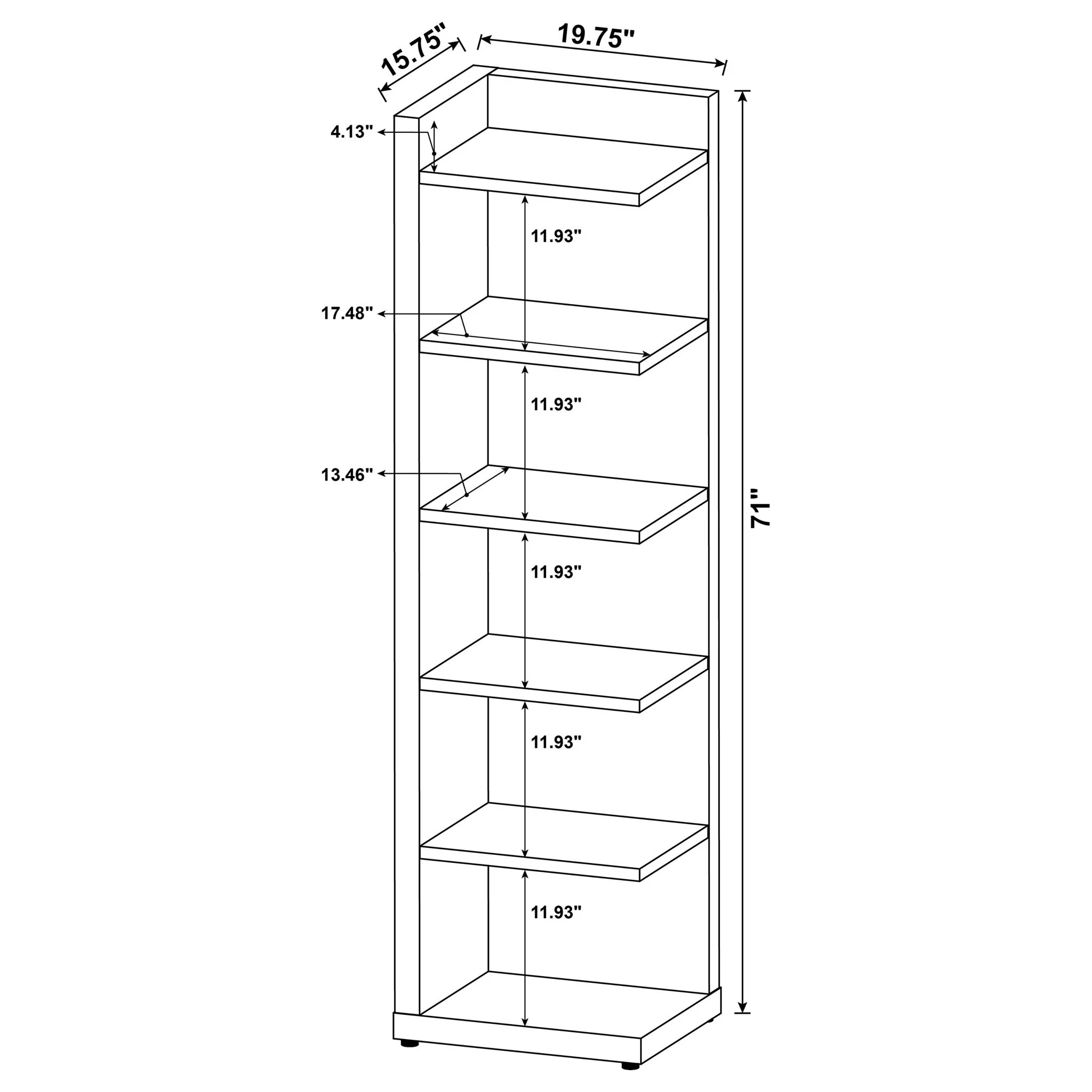 6 Tier Corner Bookcase - Cappuccino - Image 3